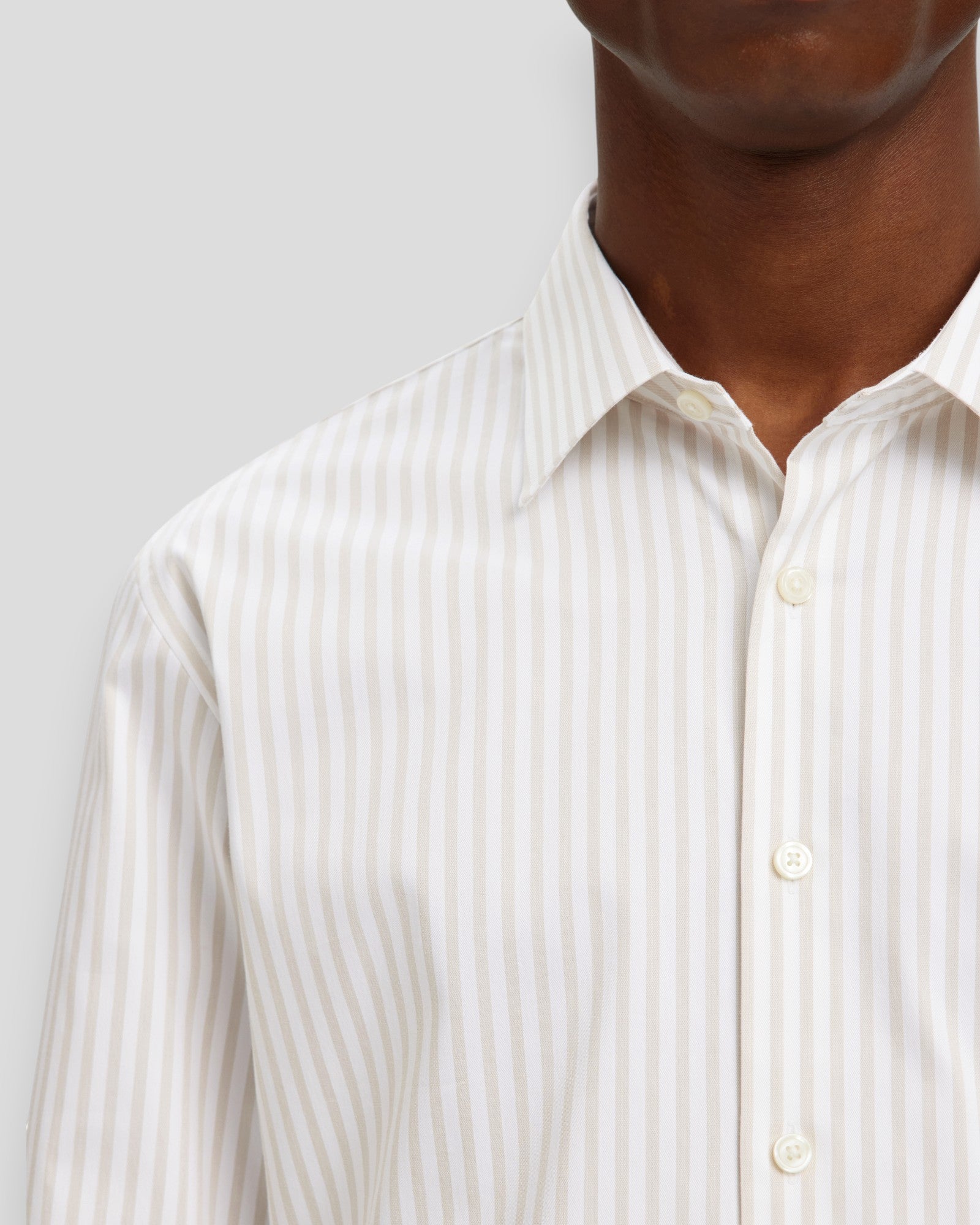 Slim Performance Shirt LS - Sand Stripes