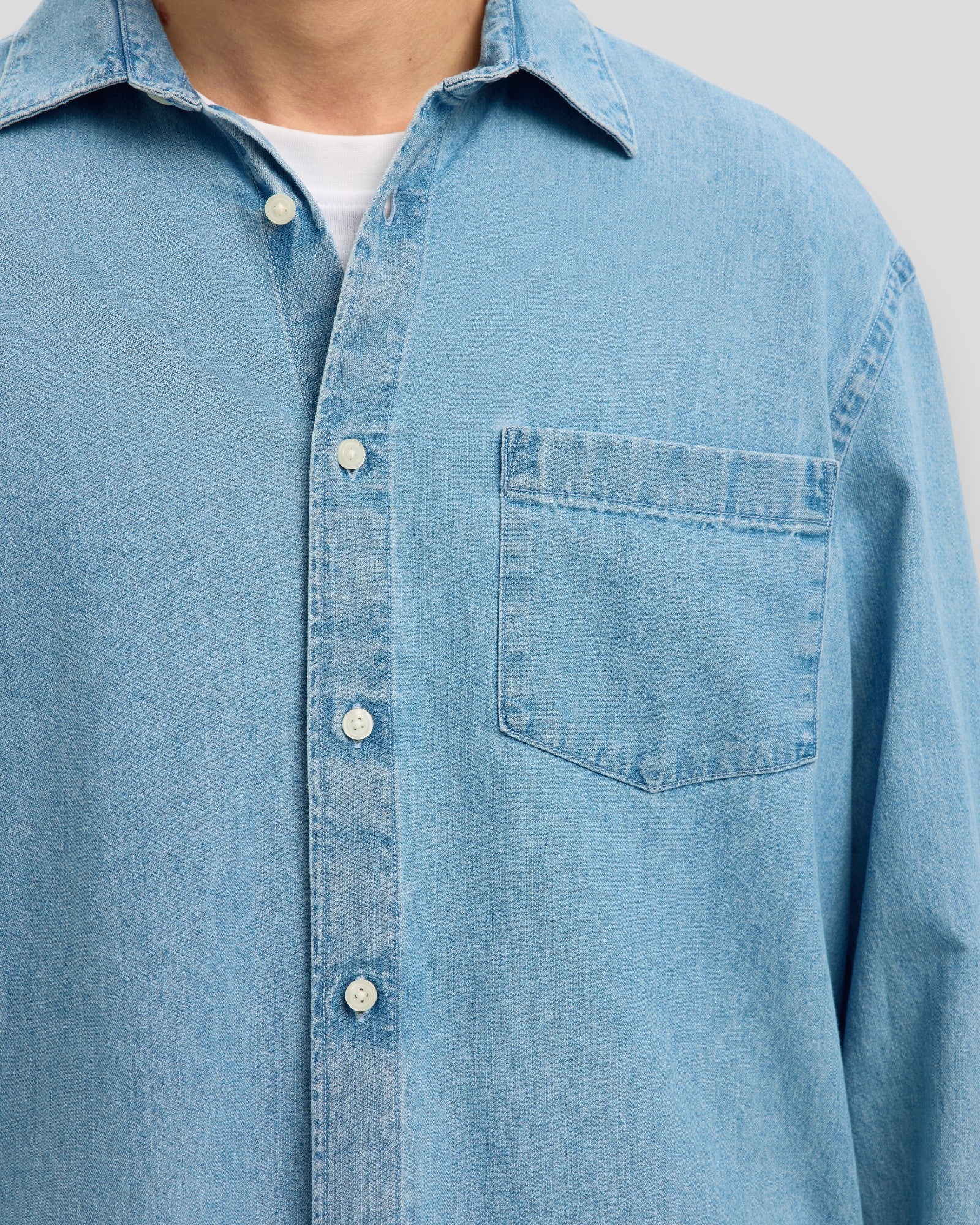 Regular Carlo Denim LS Shirt - Light Blue Denim
