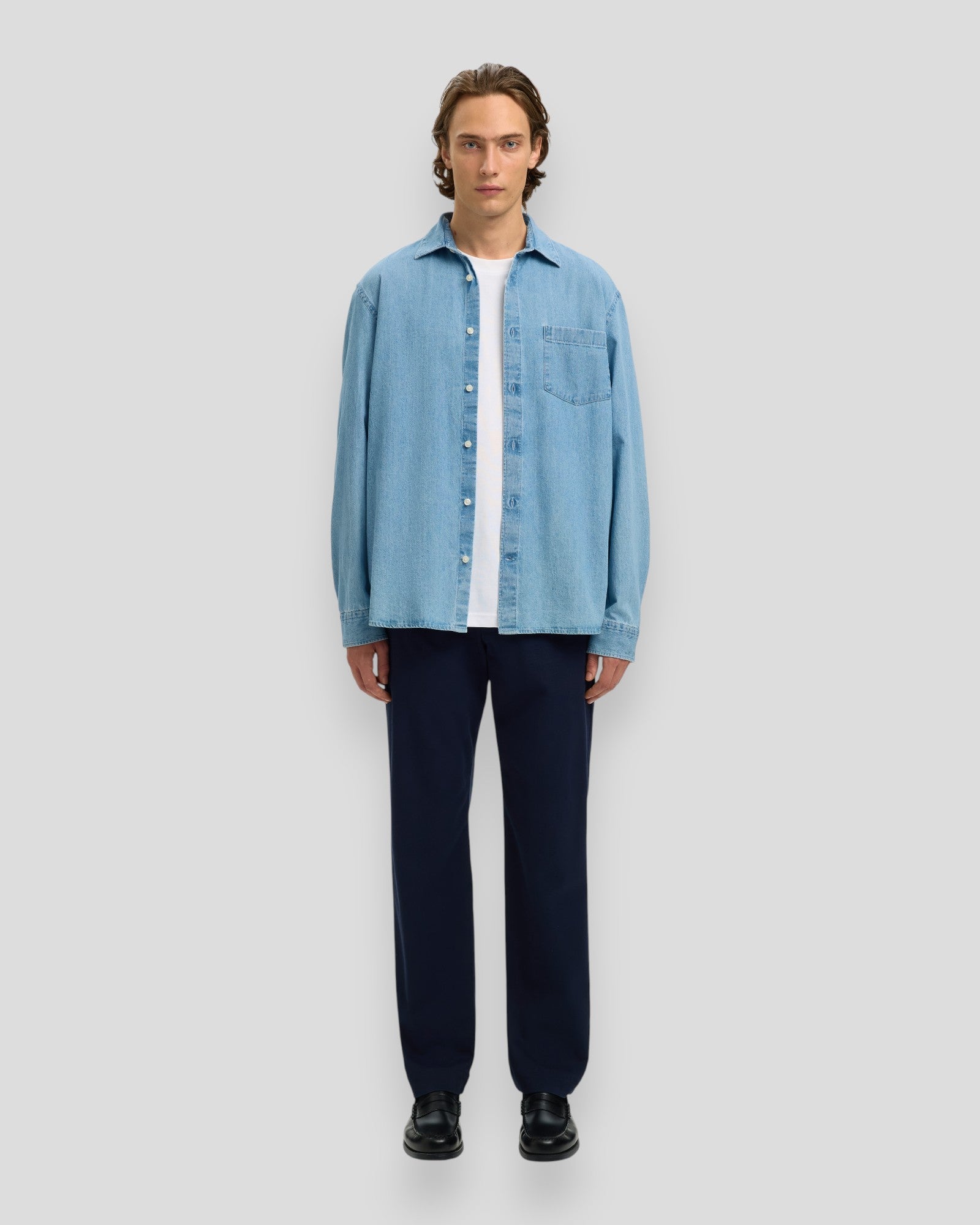Regular Carlo Denim LS Shirt - Light Blue Denim