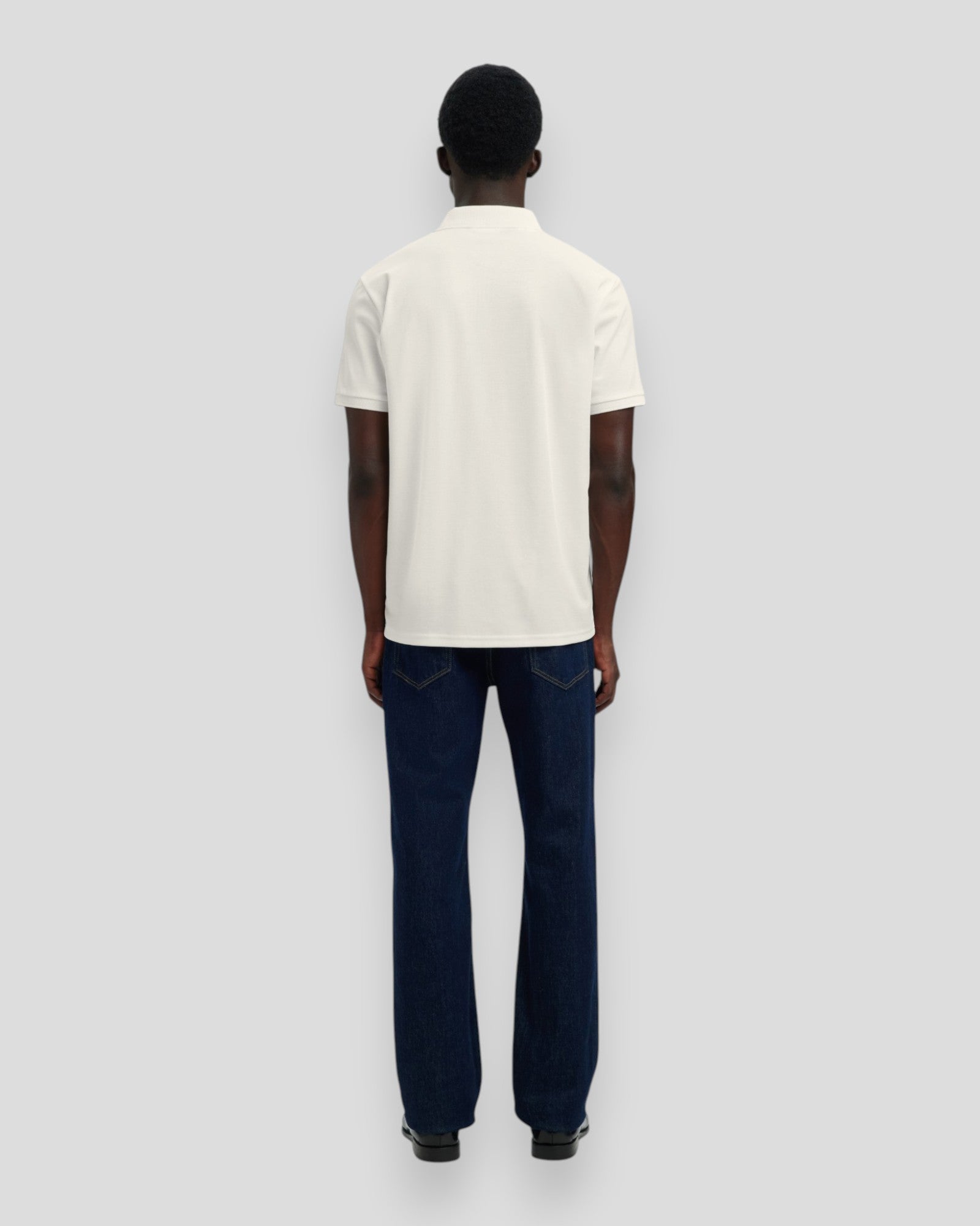 Mænds Selected Fave Button SS Polo i Cloud Dancer med knapper, kort ærme og klassisk pasform, afslappet sommerpolo.