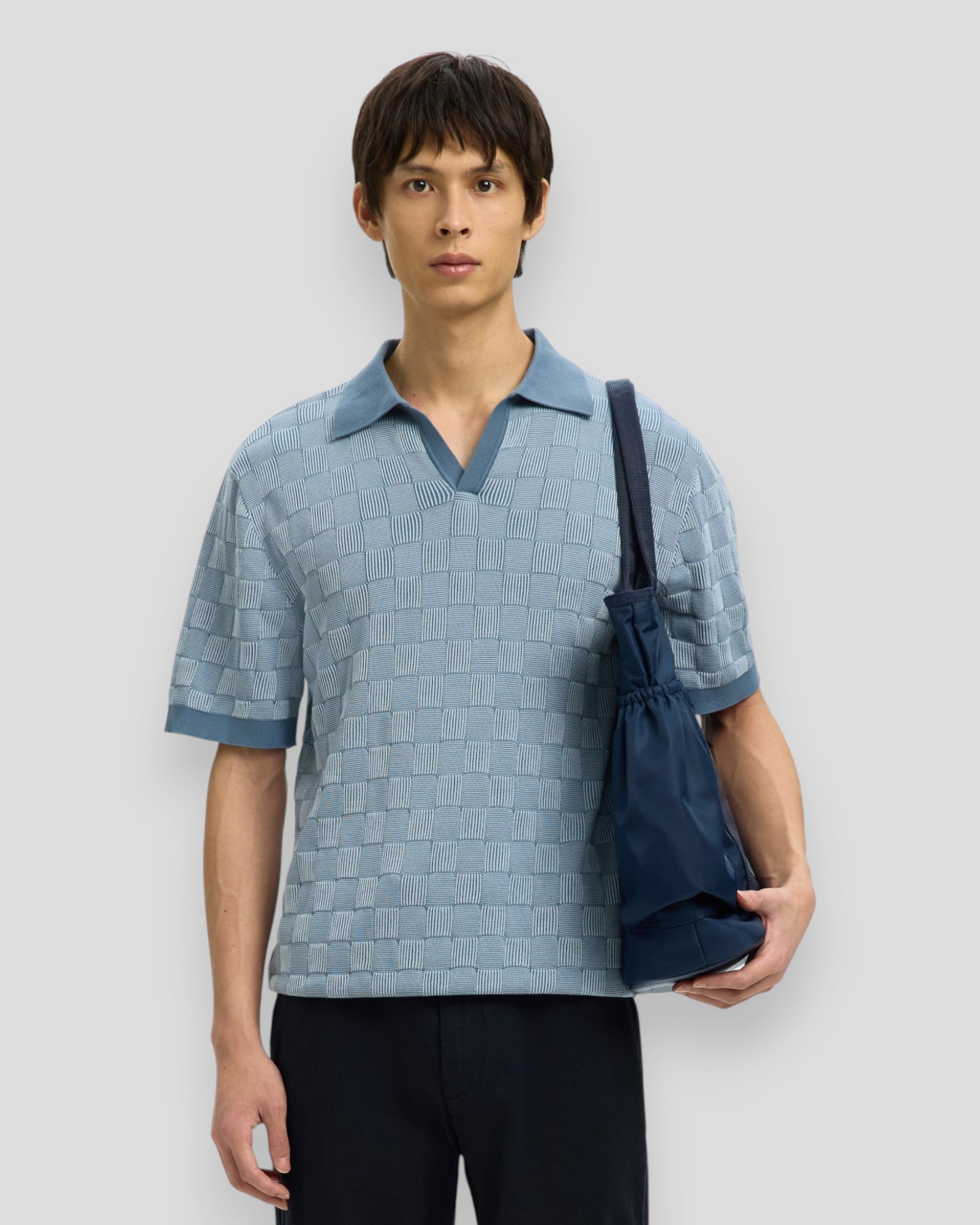 Milas SS Knit Relaxed Color Open Polo - Blue Mirage/Skyway