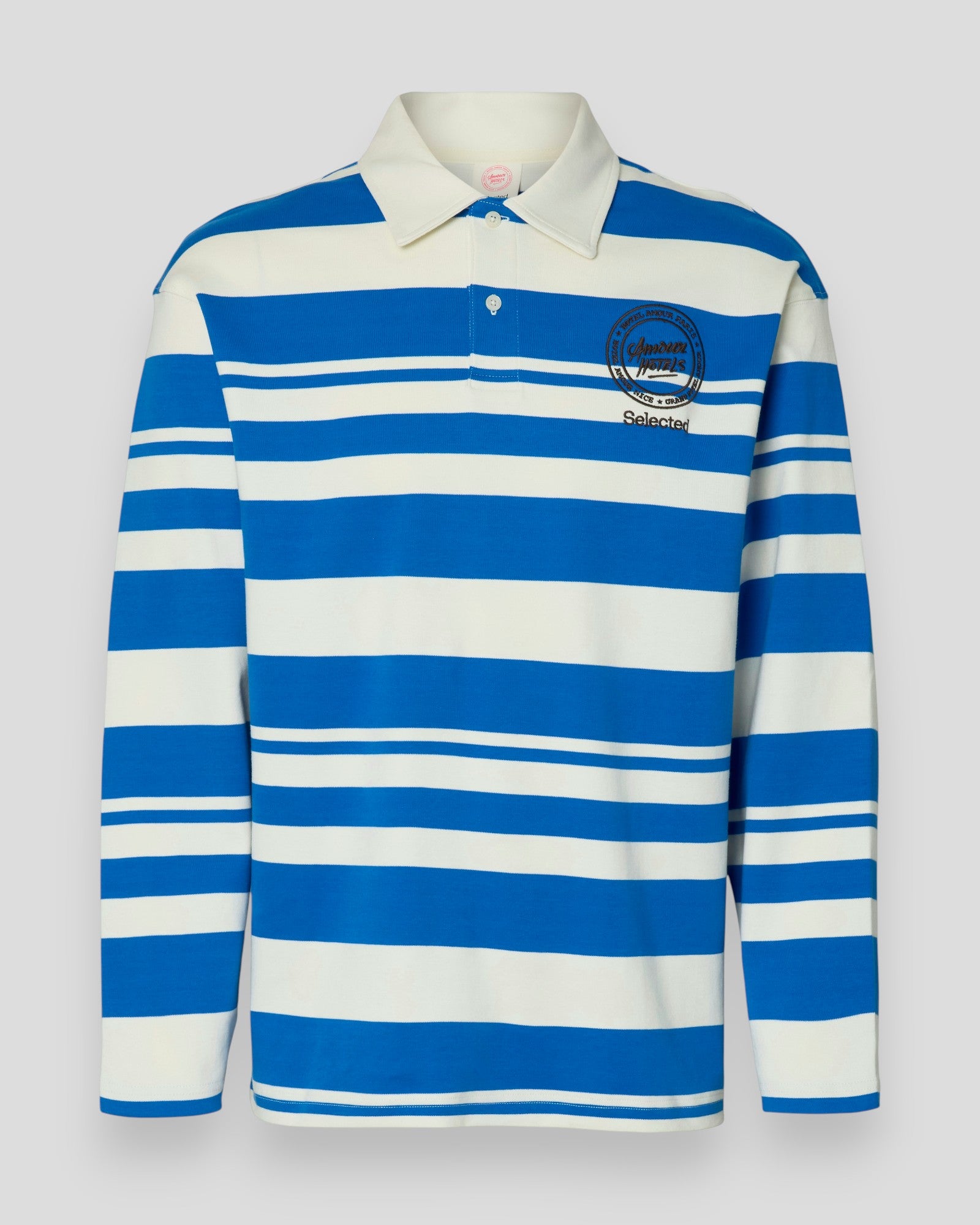 Relax Jack LS Polo Hotel Amour - Egret Stripes/Victoria Blue
