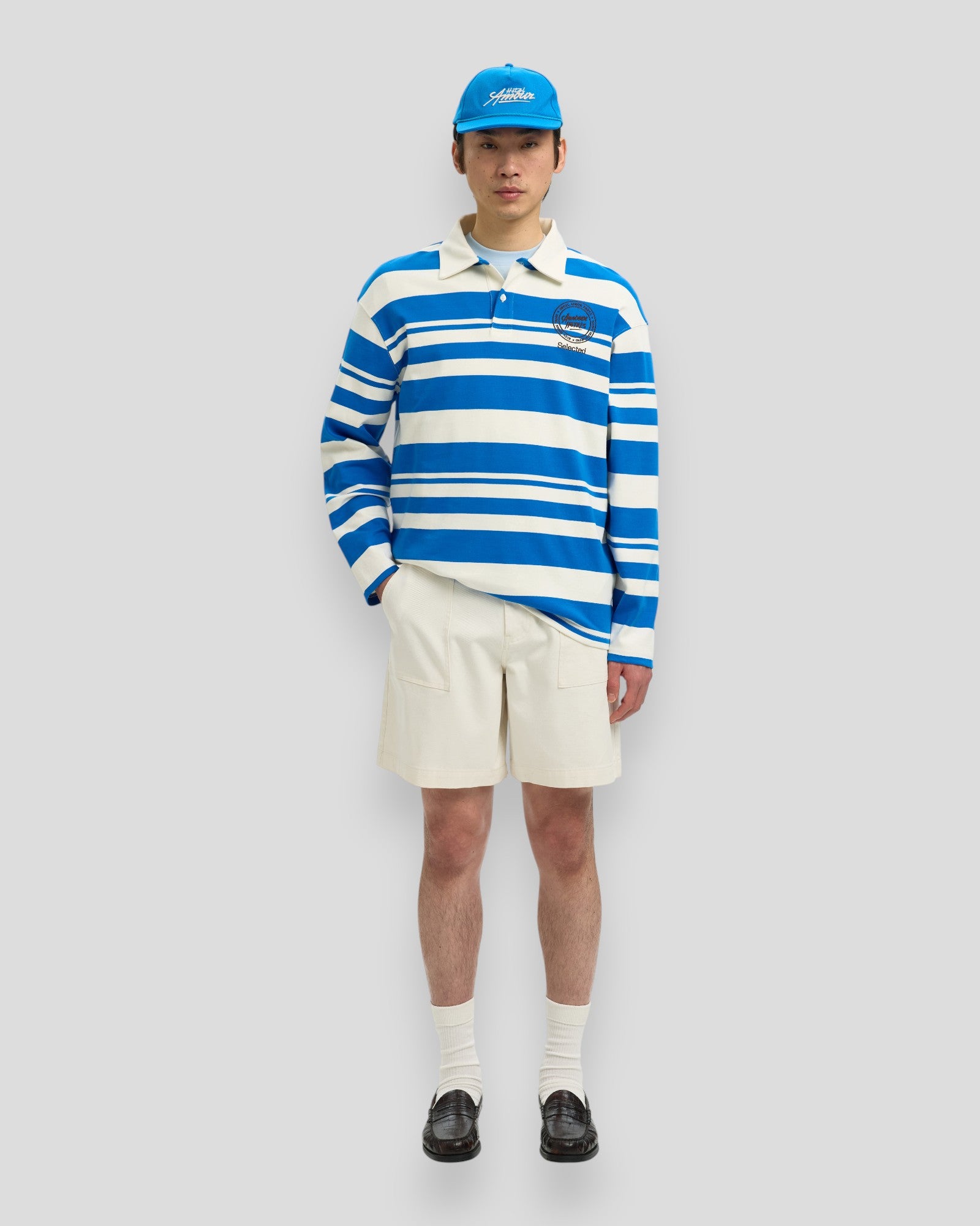 Relax Jack LS Polo Hotel Amour - Egret Stripes/Victoria Blue
