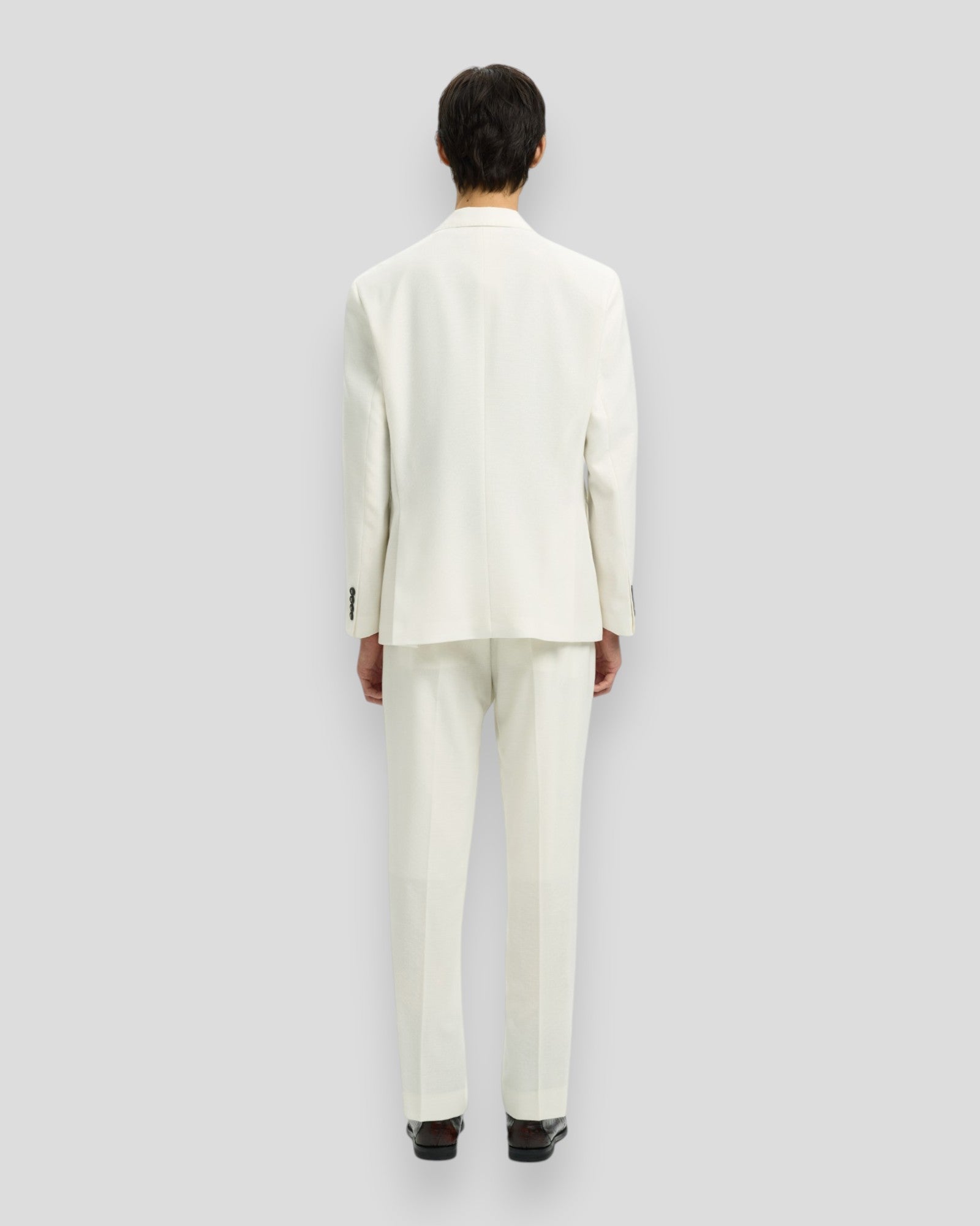 Selected Regular Beck Wool Blend DB Blazer in Egret, tailored men's blazer with a classic fit and smooth fabric texture.