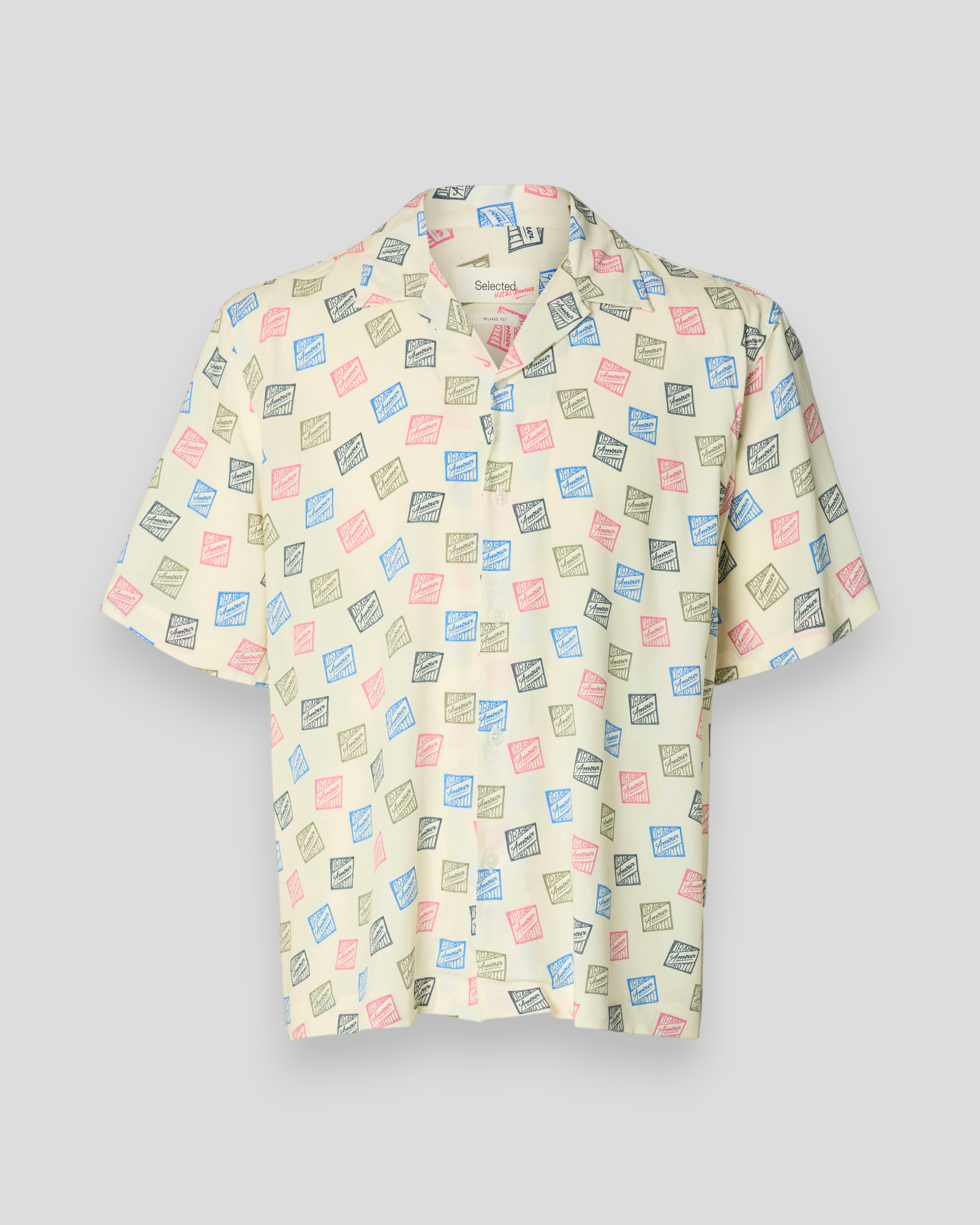 Relax Hotel Amour Stamps AOP SS Shirt - Egret/Stamps