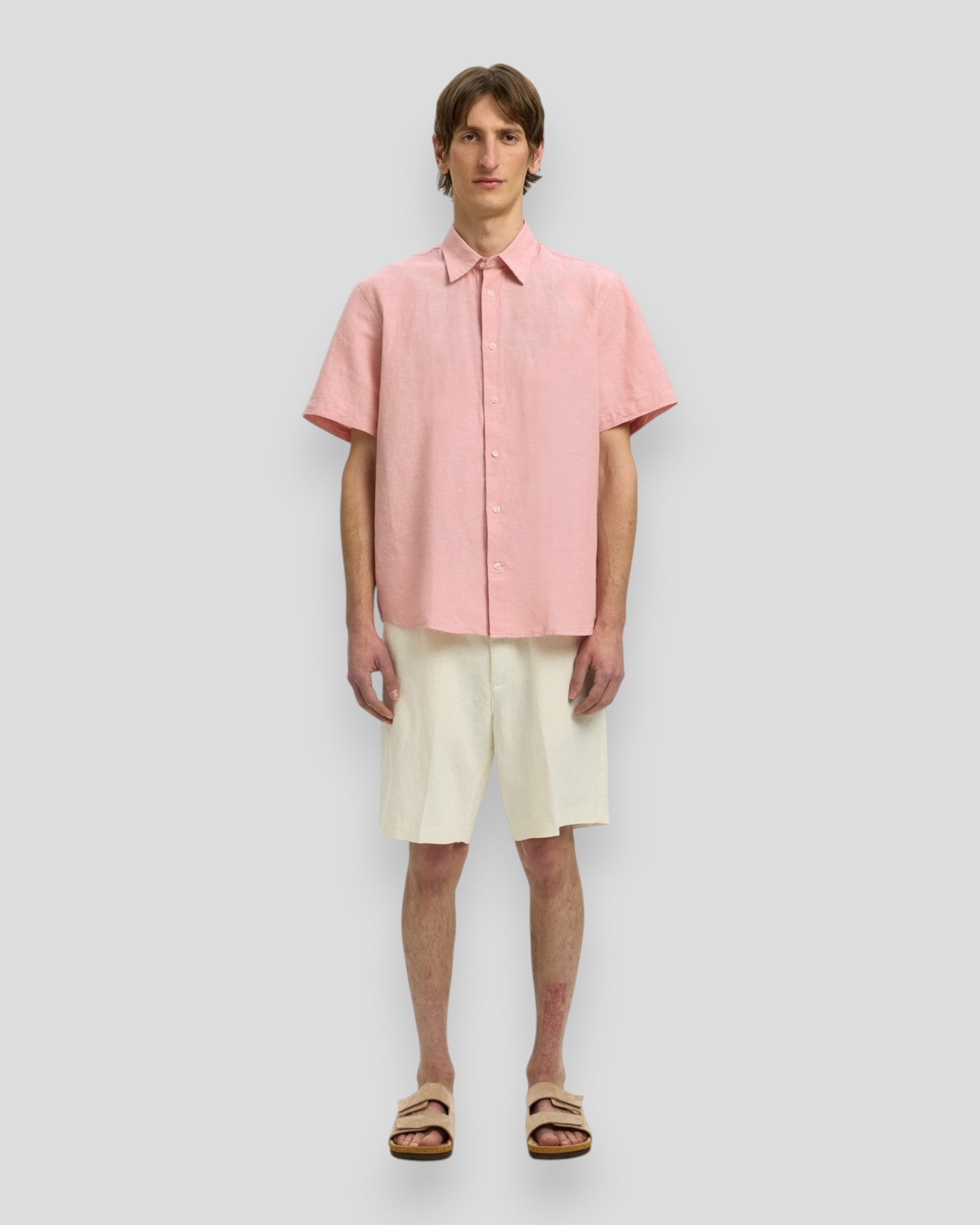 Regular Claus Clay Linen Blend SS Shirt - Rose Dawn