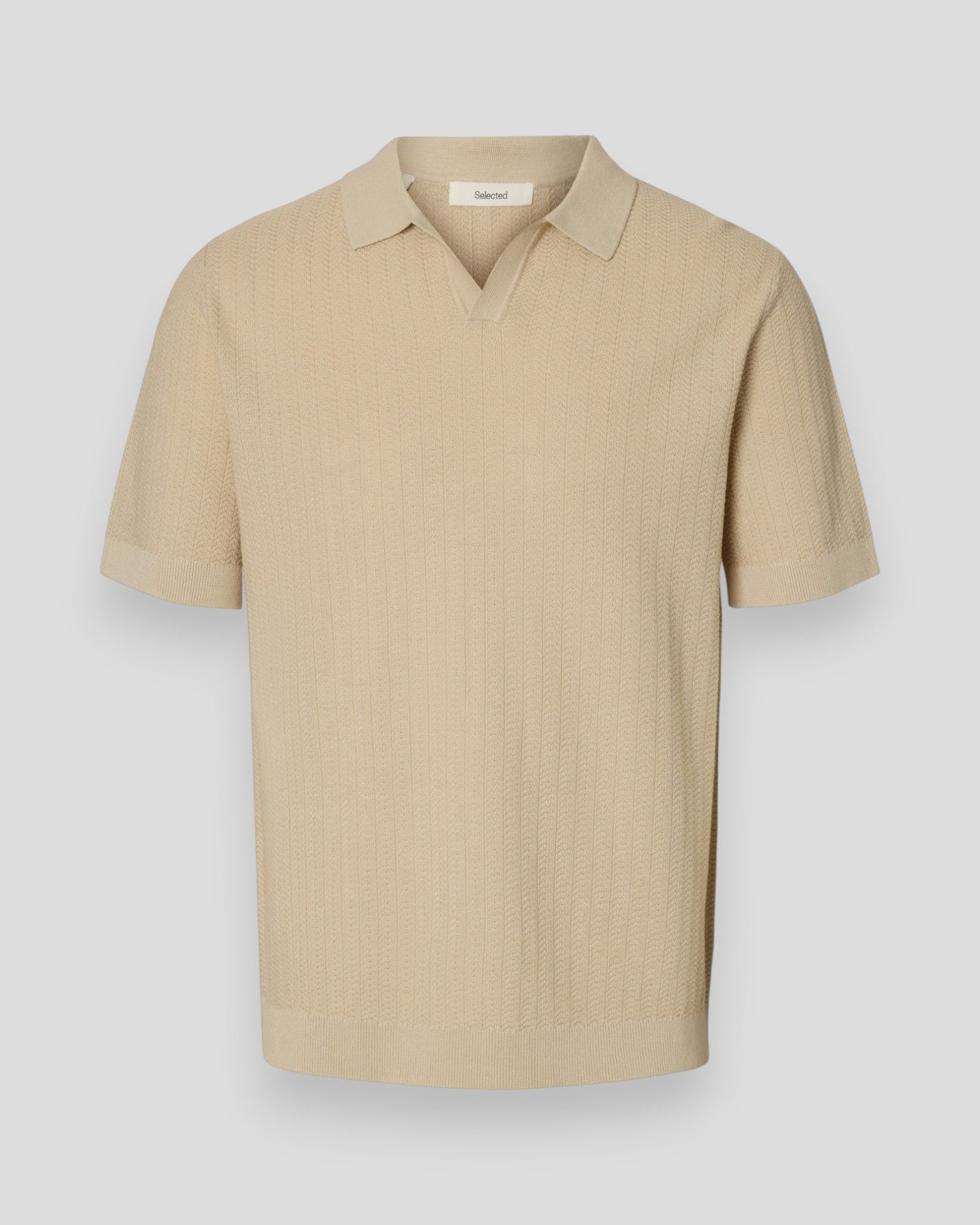 Mattis SS Linen Blend Struc Polo - Oatmeal