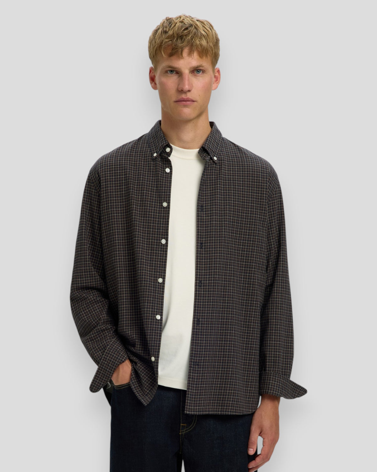 Cole-Jay Regular Melange LS Shirt - Dark Sapphire Checks Multi