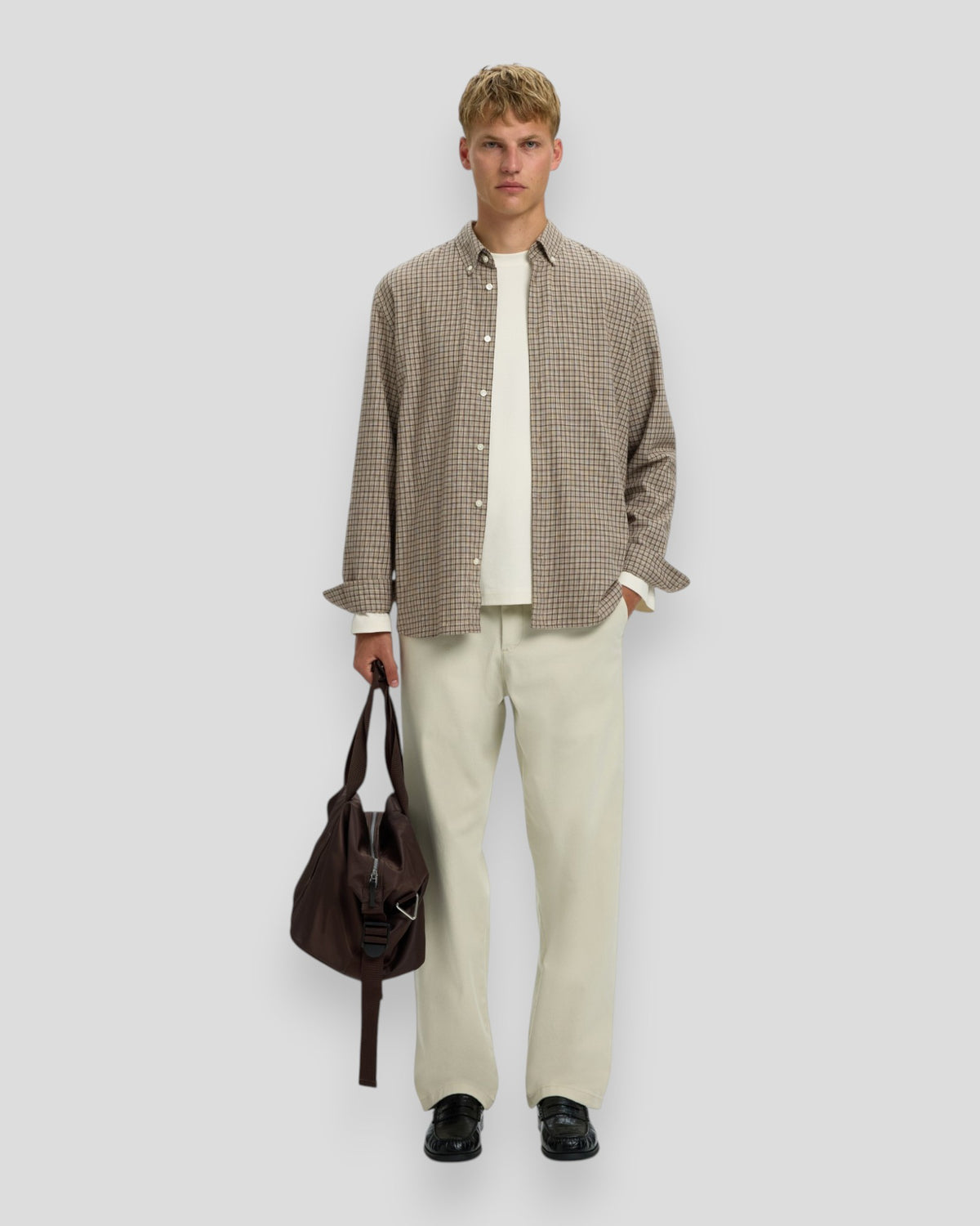 Cole-Jay Regular Melange LS Shirt - Chocolate Chip Checks