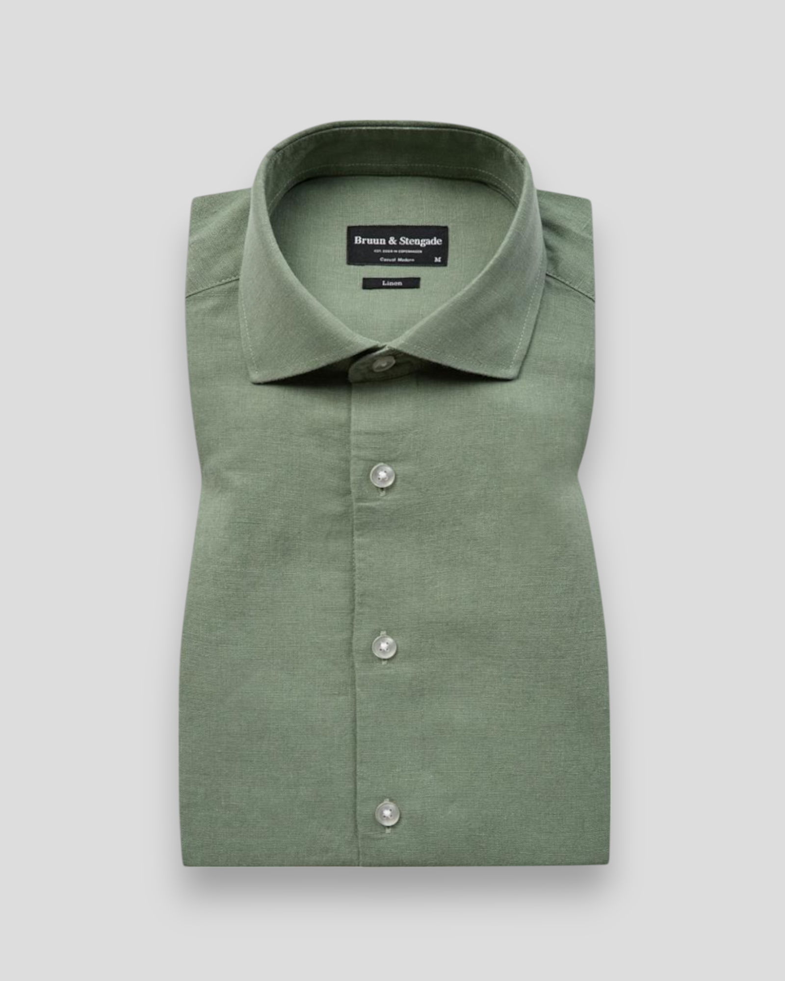 Bruun og Stengade Antonelli Linen Casual Shirt – moderne grøn skjorte i let og åndbart hørmix.