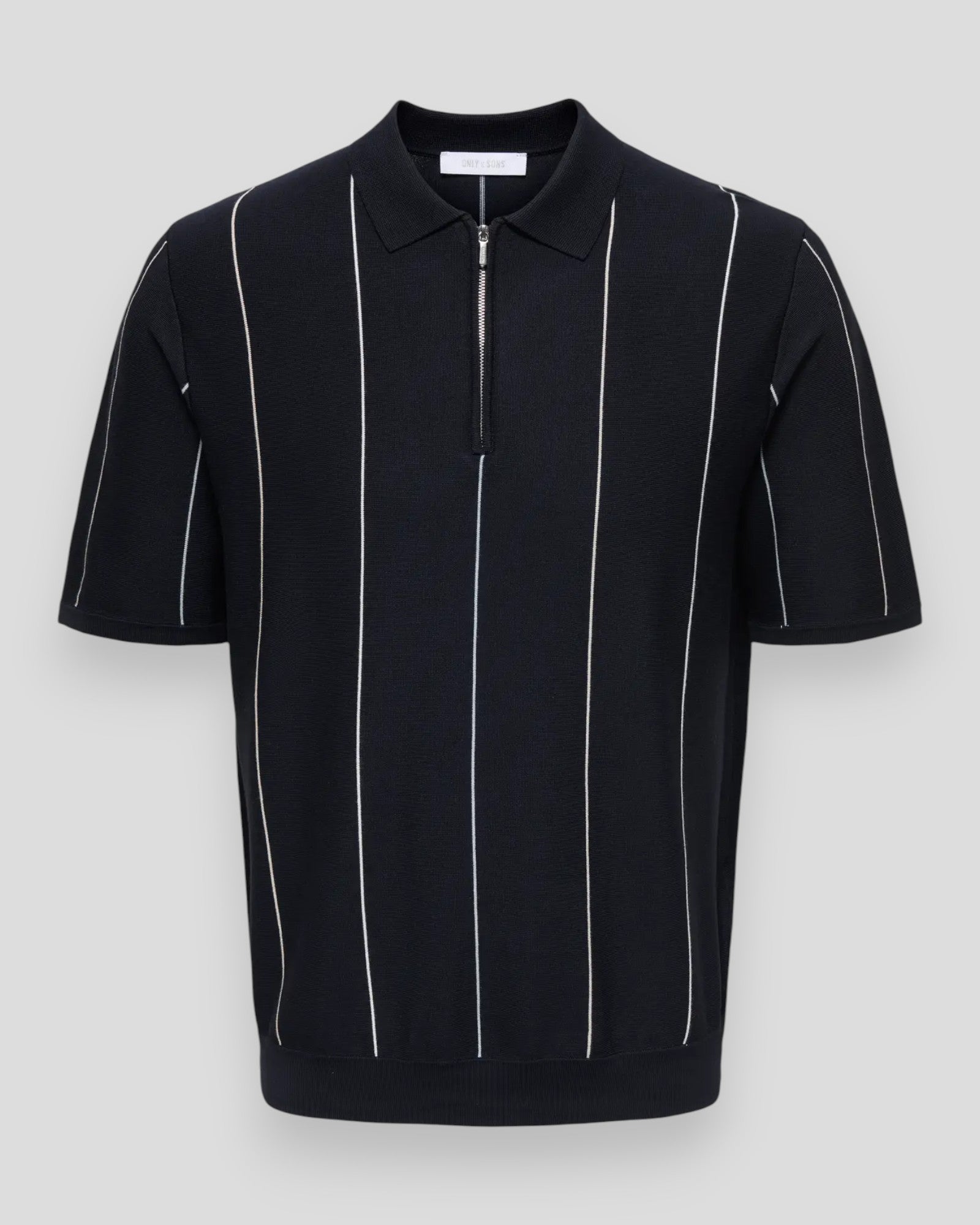 Wyler Life STR Regular 14SS Zip Polo - Dark Navy Stripes/Silver Lining/Blue Fog