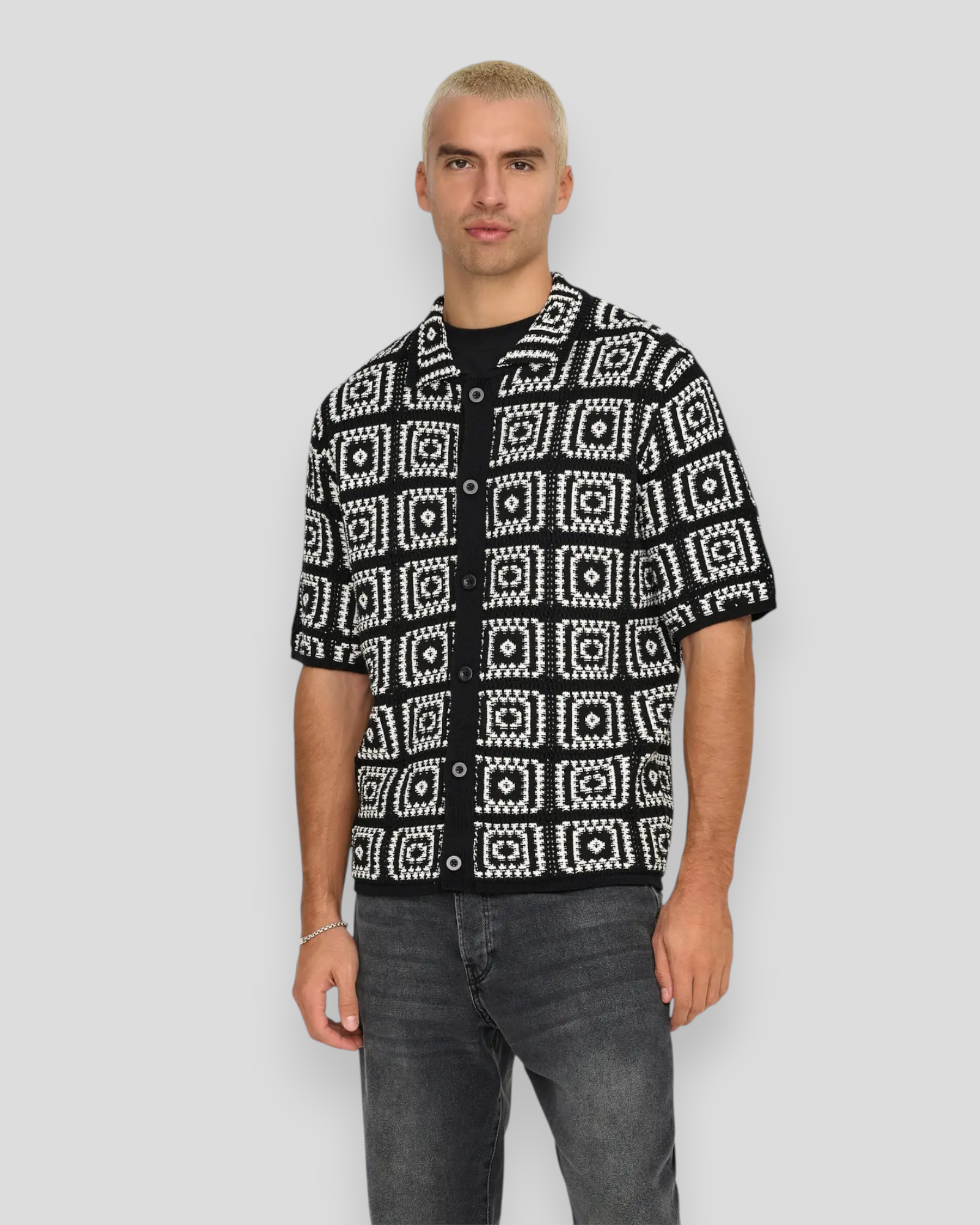 Bart Relaxed 5 SS Shirt Knit - Black/Egret