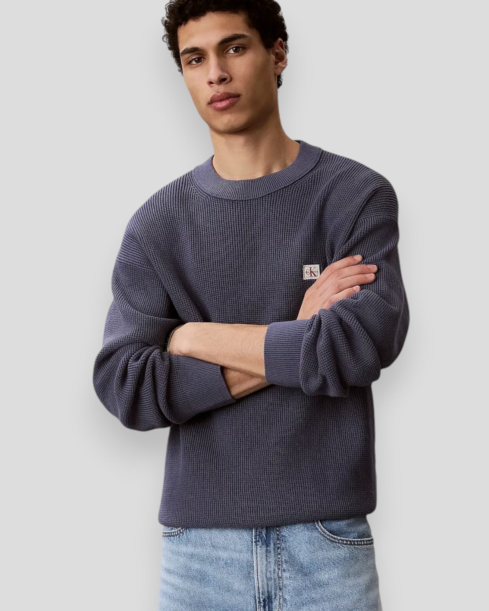 Cotton Waffle LS EZ Knit Jumper - Blue Nomad