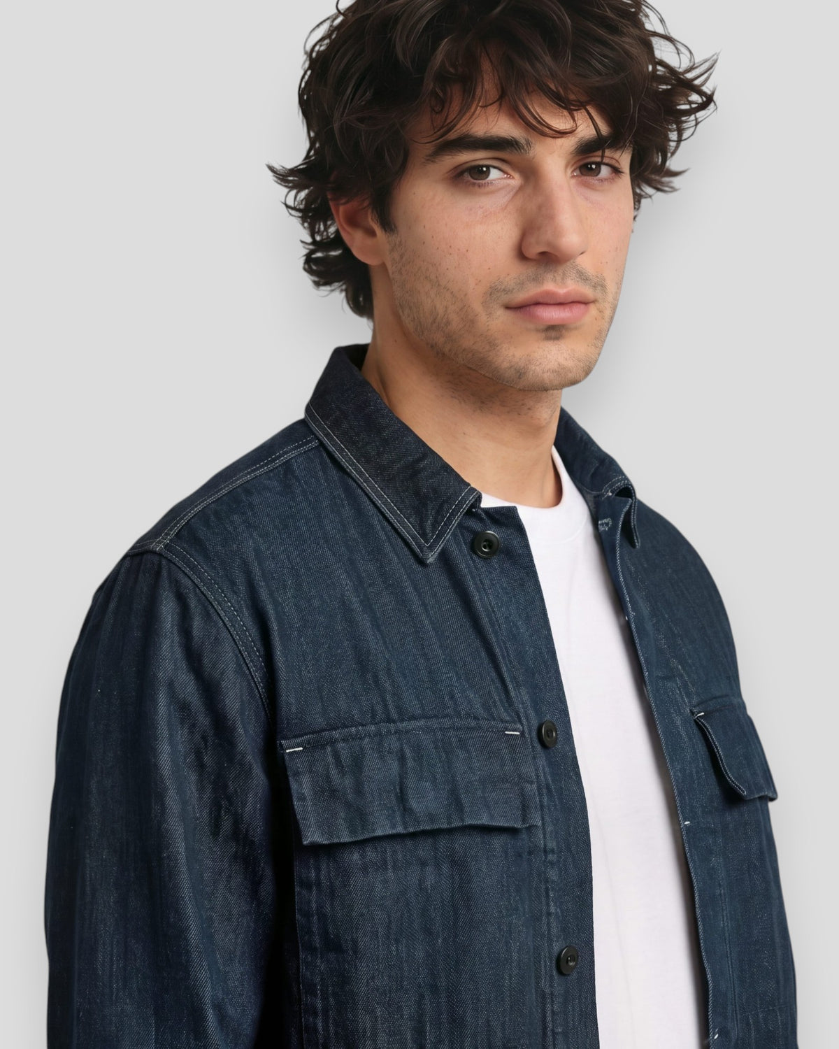 Boxy Clean Overshirt - Neo Raw Denim