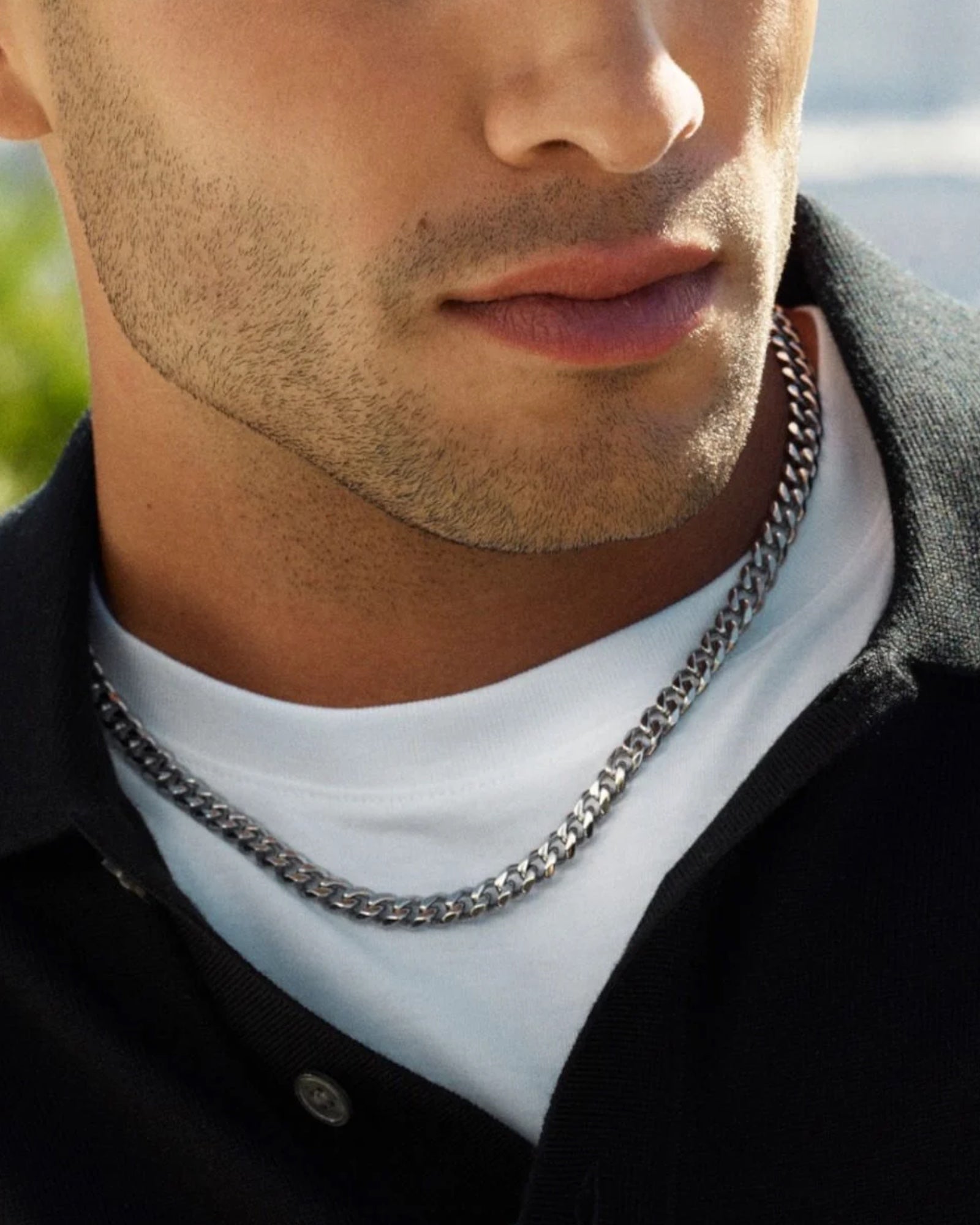 Men's Clark Chain Necklace in steel by Edblad, featuring a sleek, polished chain design visible in the image.