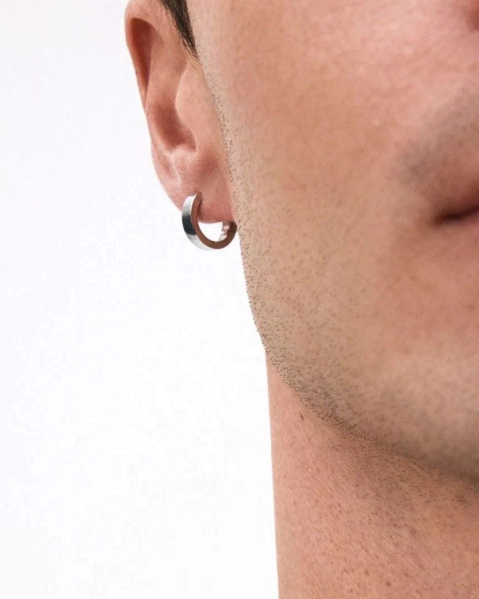 Mens steel Sasha Hoops earrings by Edblad, featuring sleek, minimalist hoop design with a polished finish.