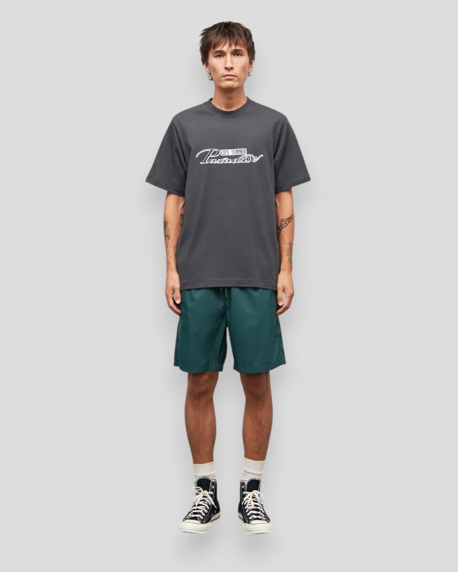 Cotton Jersey Frode Paradise Tee - Black Oyster