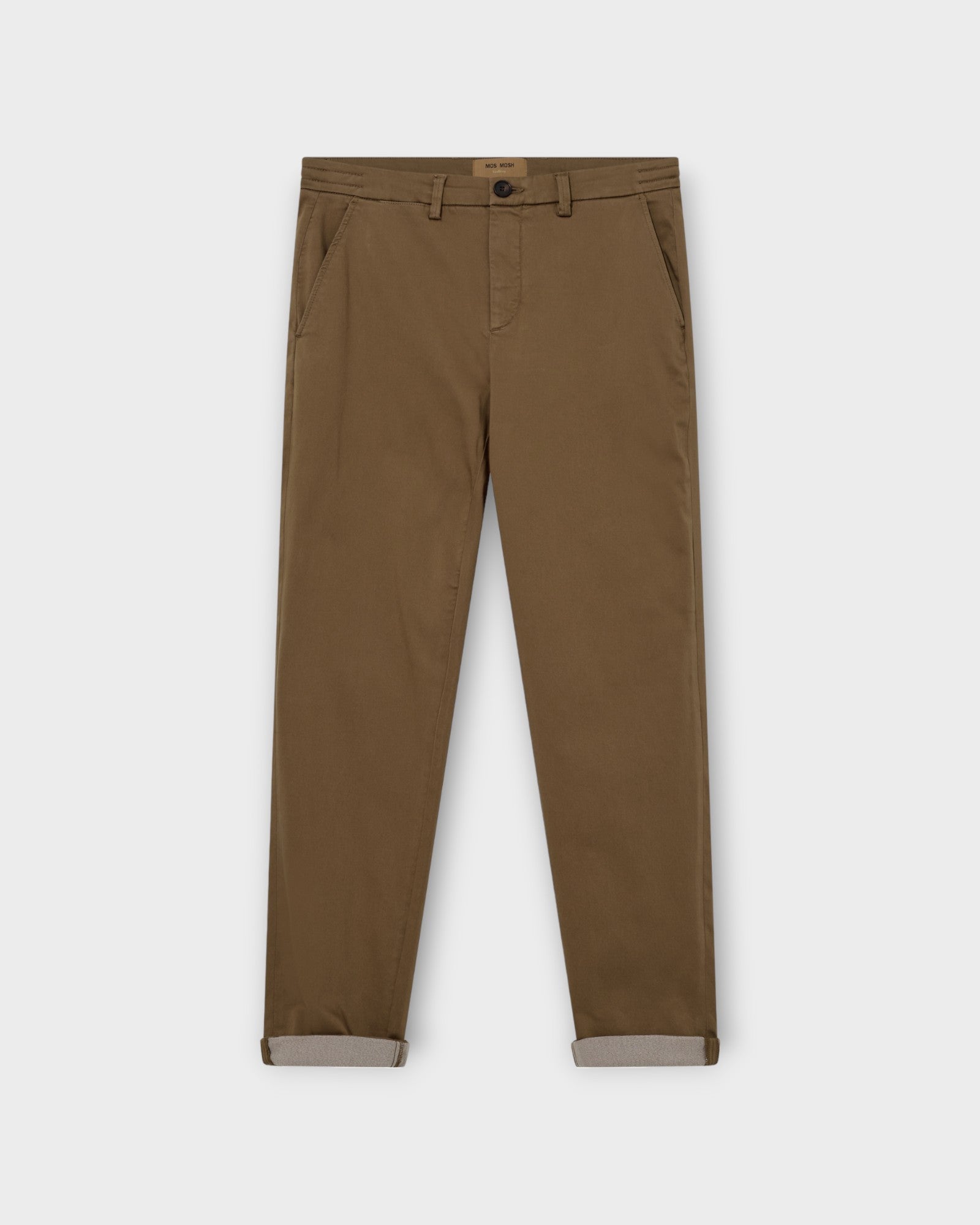 Hunt Soft String Pant Brown. Brune Mos Mosh Gallery Herre Bukser. Her set forfra.