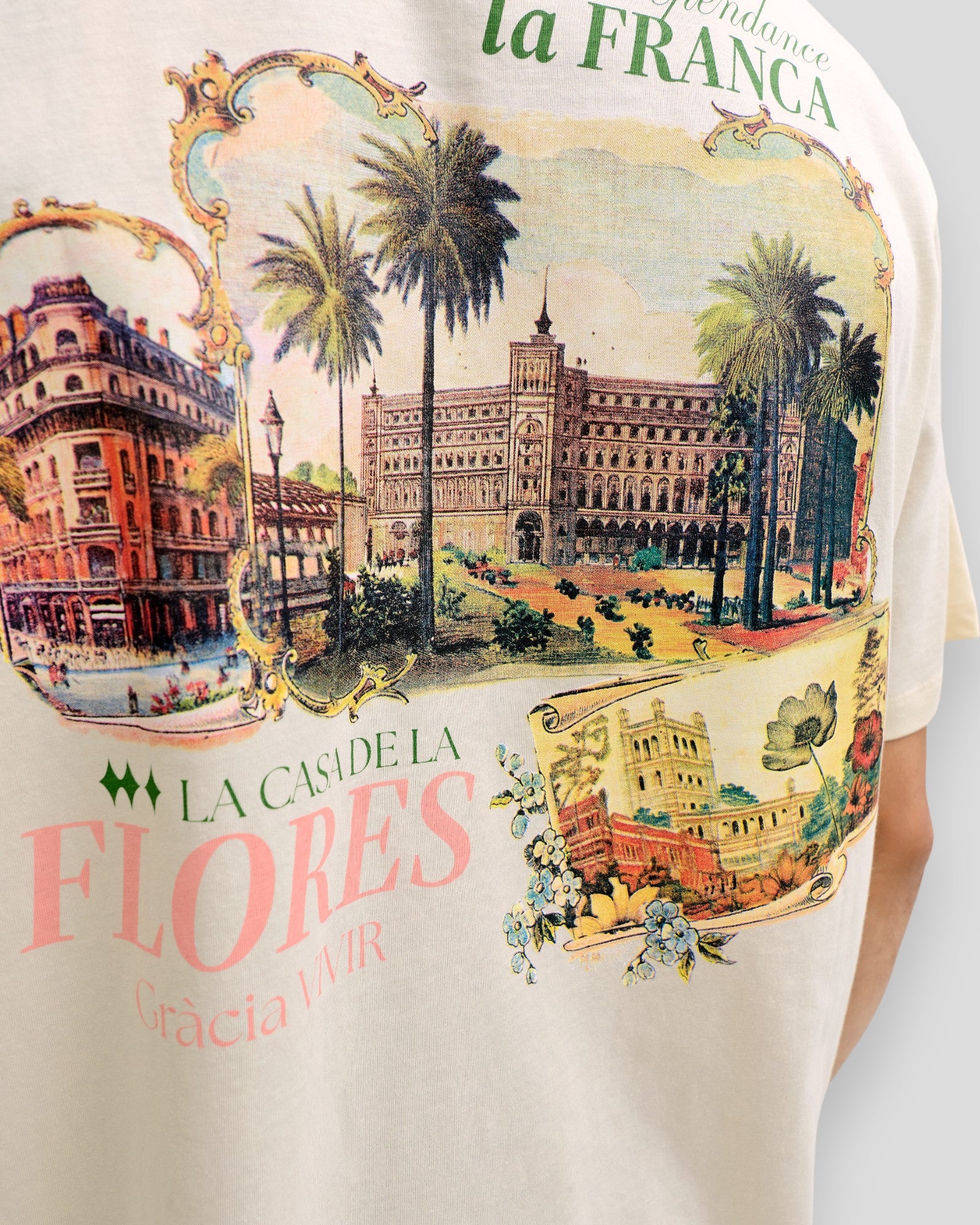 Hvid Jack & Jones Paradise Island T-shirt med rund hals, kort ærme, casual design, foran.