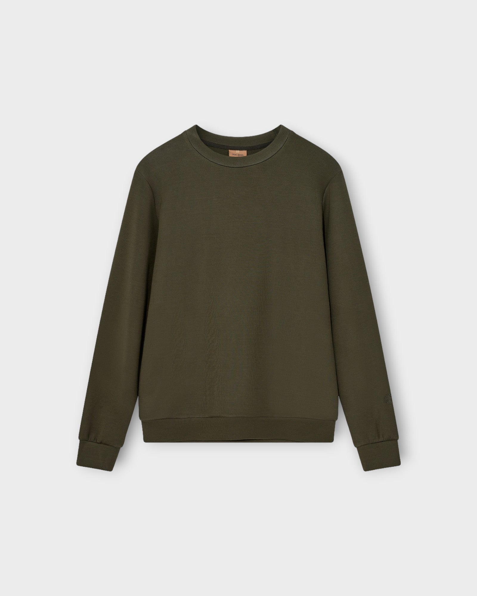 Abel Crew Neck Sweat Dk Army Green - Army grøn Mos Mosh Gallery Sweat til mænd. Her set forfra.
