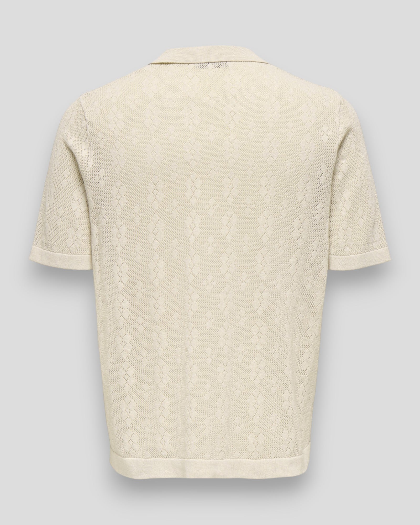 Only And Sons Ken Life Reg 12 SS Shirt Knit – stilfuld Off White skjorte med strikket mønster og moderne pasform.