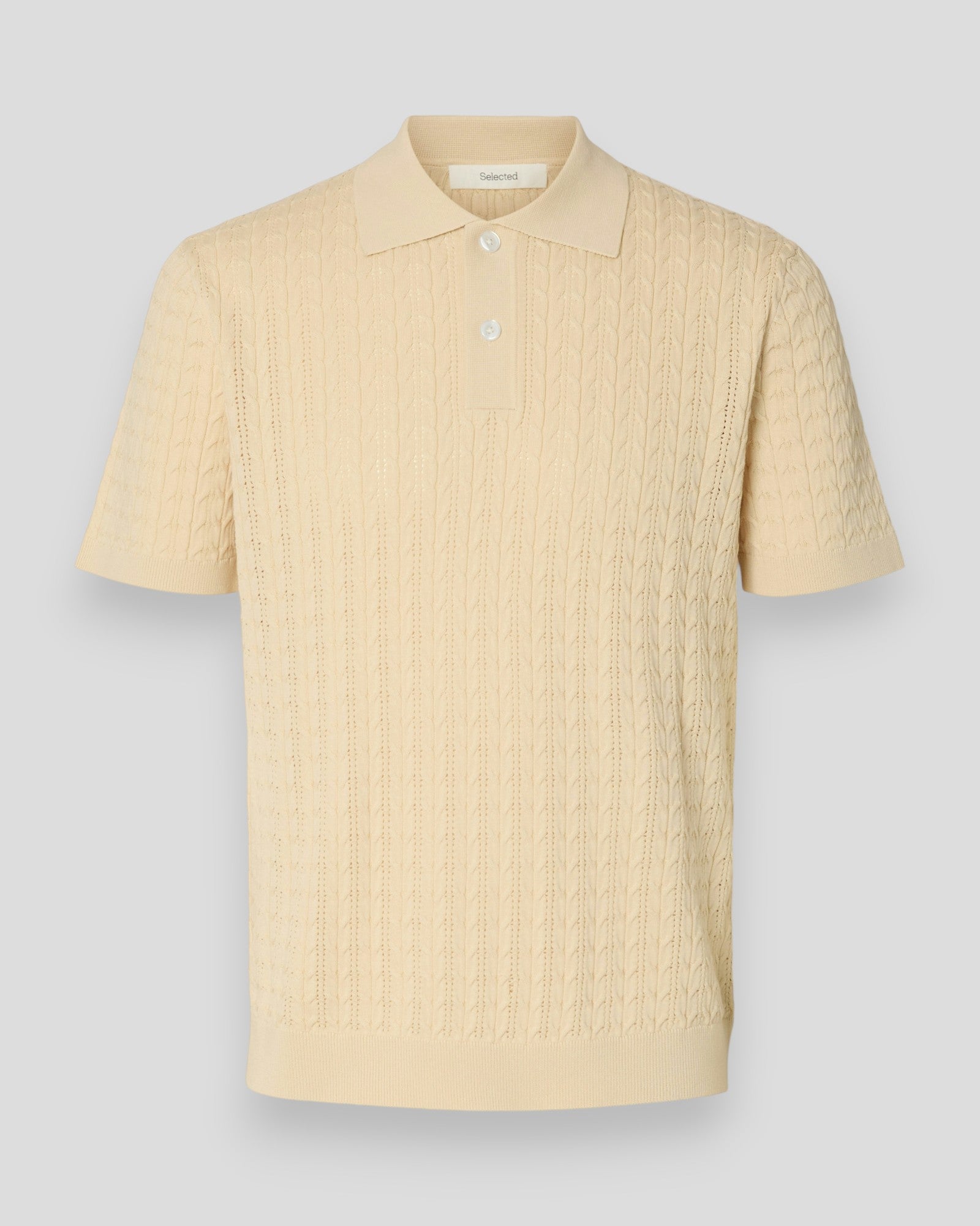 Mattis SS Knit New Cable Polo - Angora