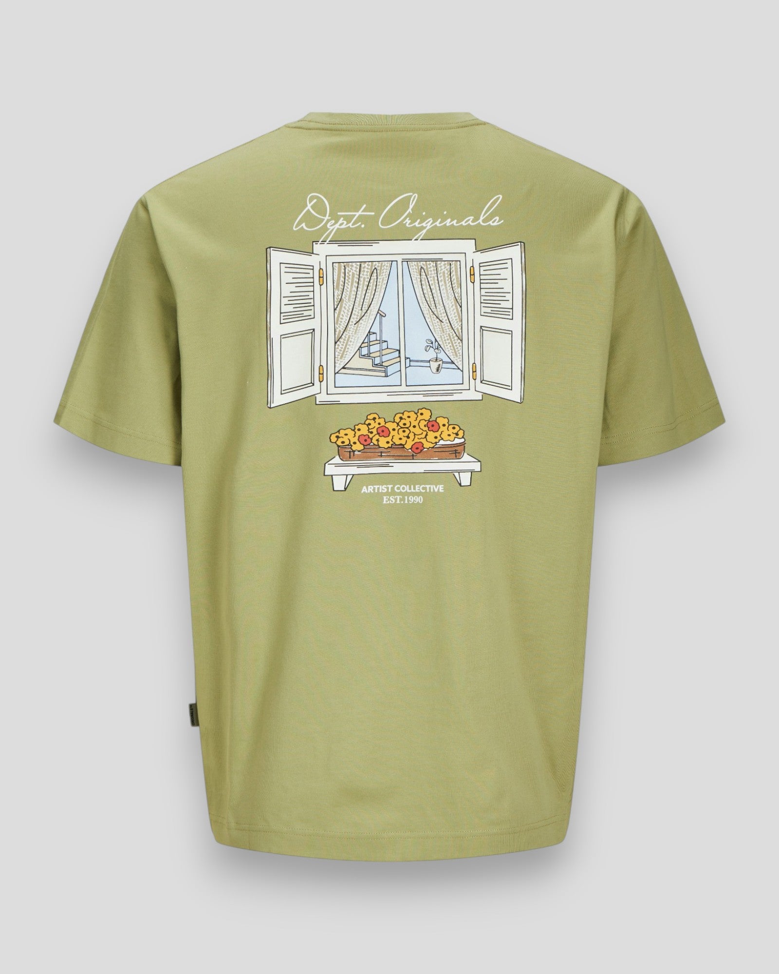 Slington Back Tee SS Crew Neck fra JACK & JONES i Grøn – blød og komfortabel t-shirt, perfekt til hverdagsbrug.