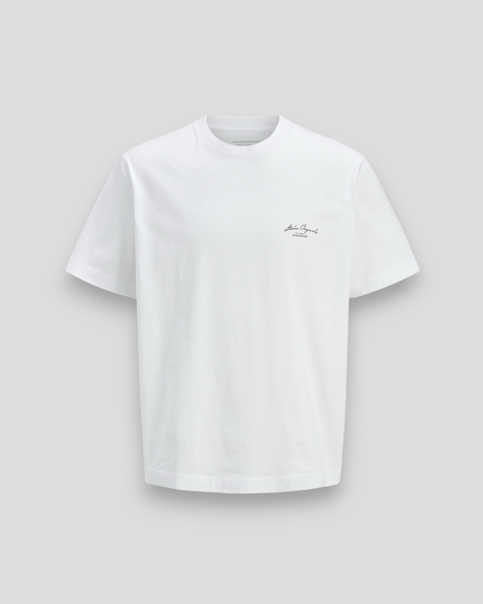 JACK & JONES Slington Back Tee SS Crew Neck i Bright White – oversized t-shirt med et stilrent og moderne look.