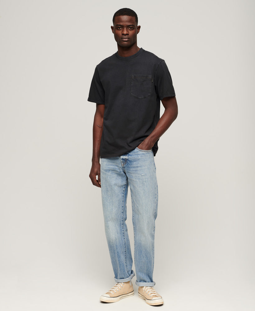 Contrast Stitch Pocket Tee - Washed Black