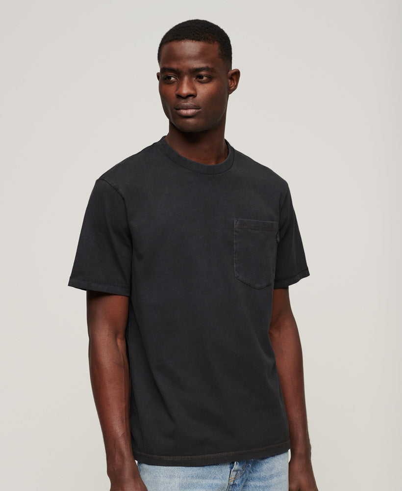 Contrast Stitch Pocket Tee - Washed Black
