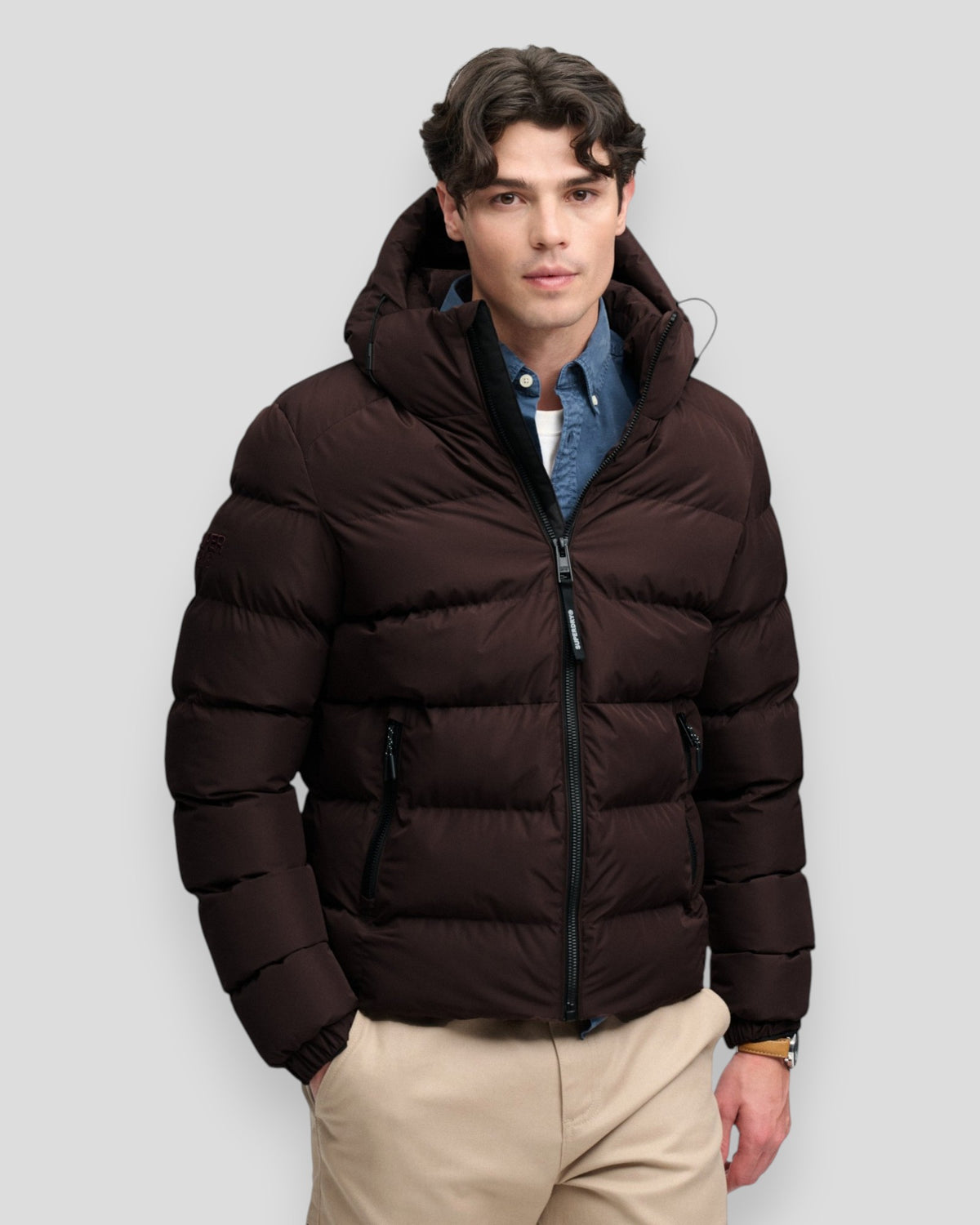 Hooded Sports Puffer Jacket - Peak Dark Plum