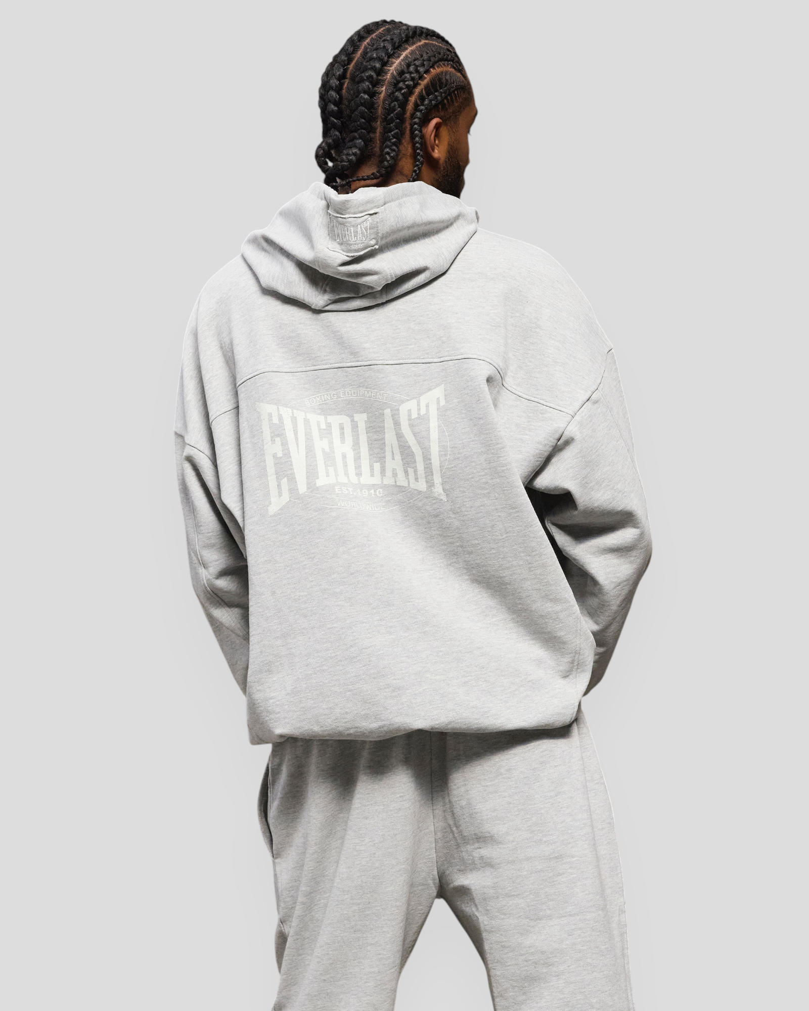 Oversized Sweat Hoodie - Light Grey Melange