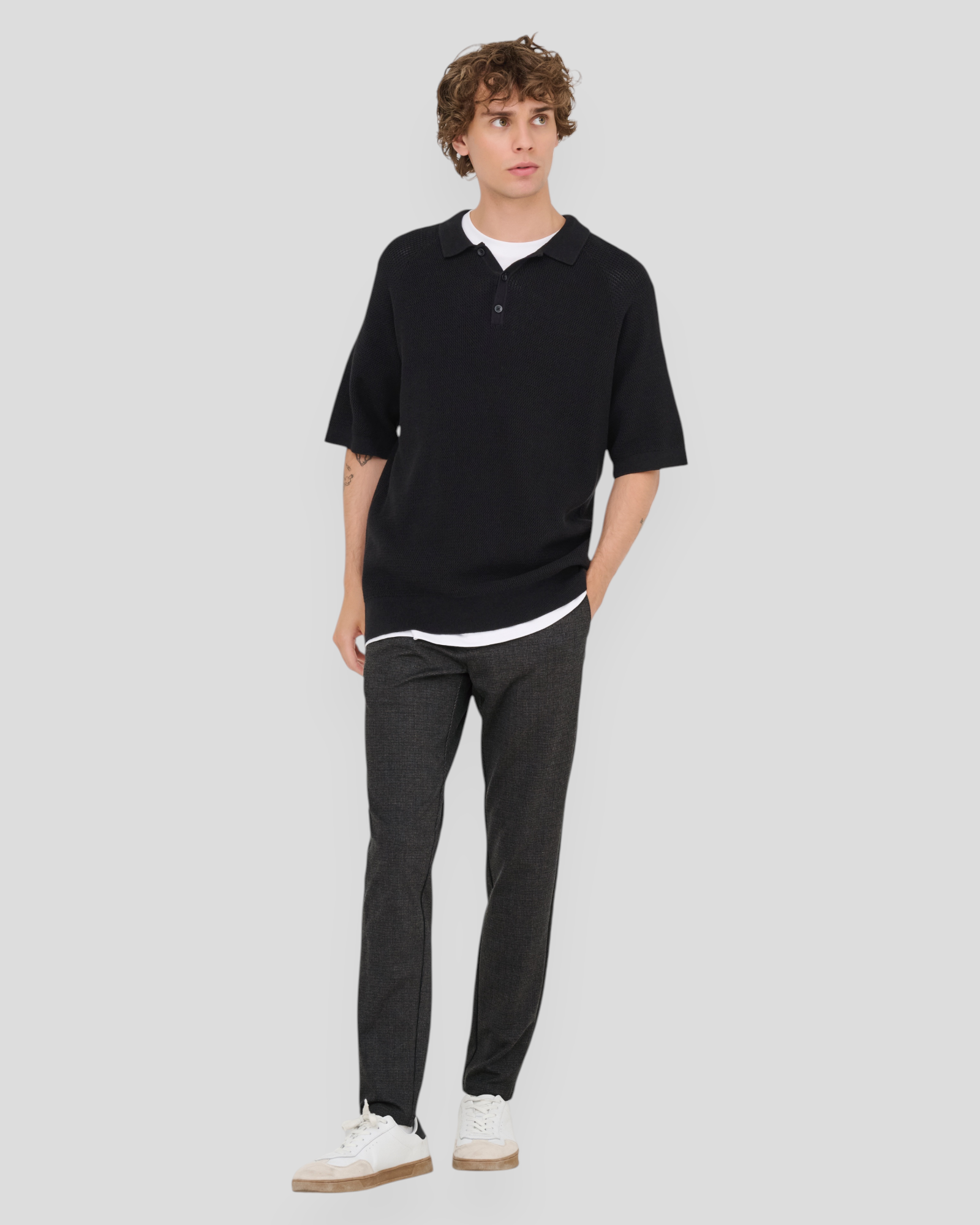 Mark Slim Check 020960 Pant - Coffee Bean