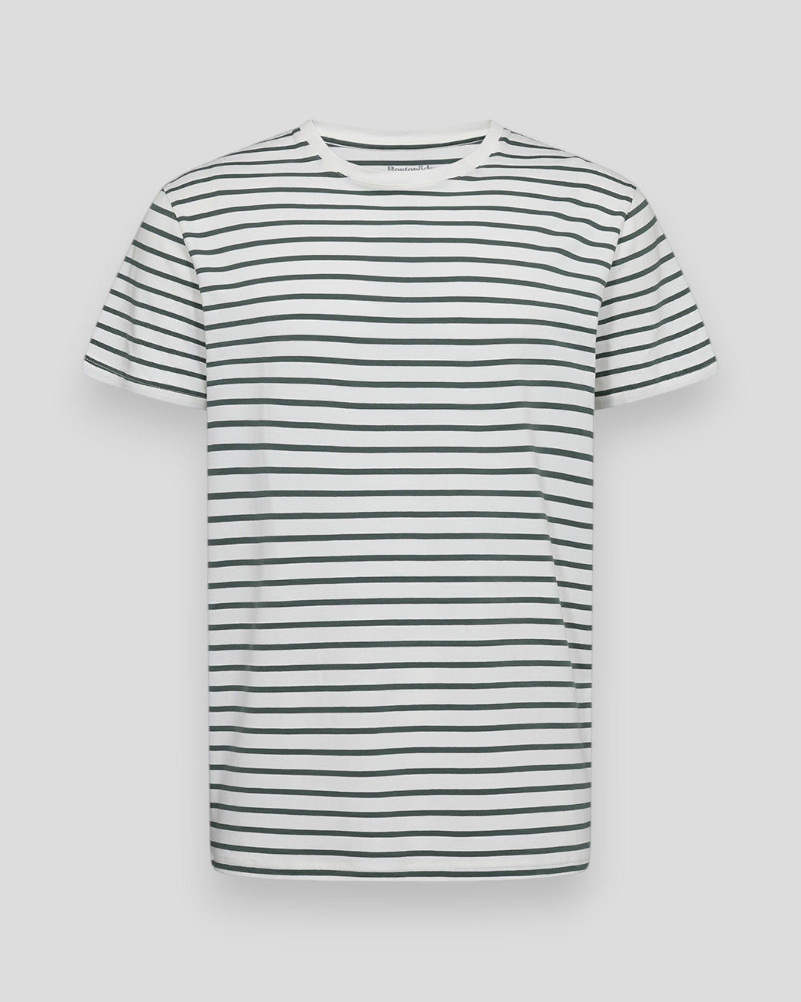 Resteröds Bamboo Tee i skovgrønne striber, blødt og behageligt bomulds- og bambusmateriale, afslappet t-shirt til mænd.