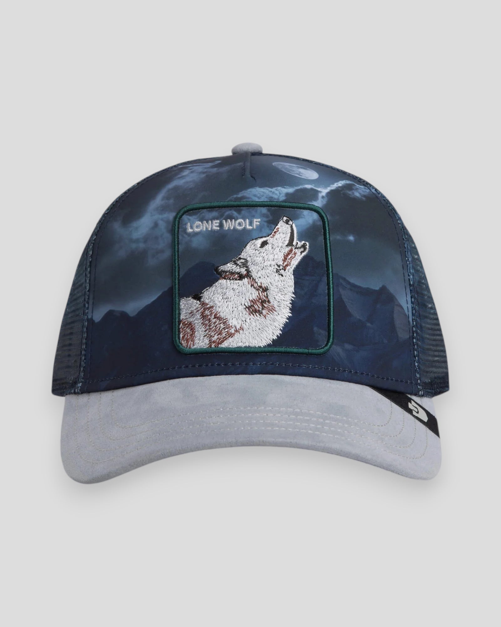 Goorin Bros Wolf In The Element Gloss cap featuring a wolf graphic in vibrant colors, adjustable strap and curved brim.