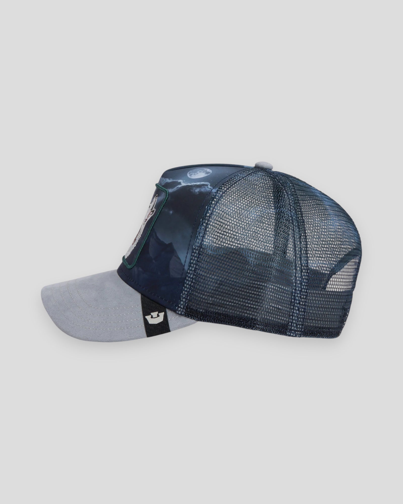 Goorin Bros Wolf In The Element Gloss cap featuring a wolf graphic in vibrant colors, stylish and casual headwear.