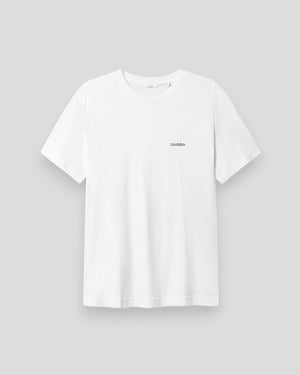 White Gabba Dune Logo SS GOTS T-shirt featuring a small logo print on the chest, casual and eco-friendly design.