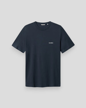 Gabba Dune Logo SS GOTS Tee in Total Eclipse color, featuring a casual short-sleeve cotton t-shirt with Dune logo design.