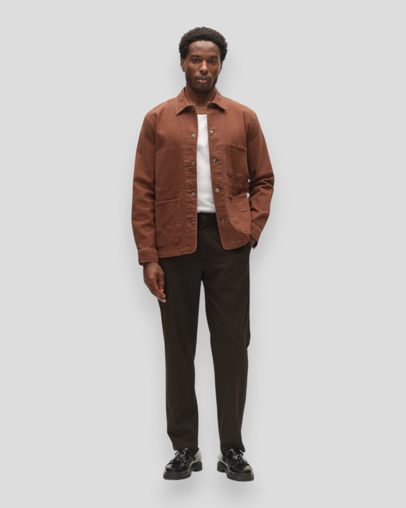 Beta Twill Overshirt - Brown Slate