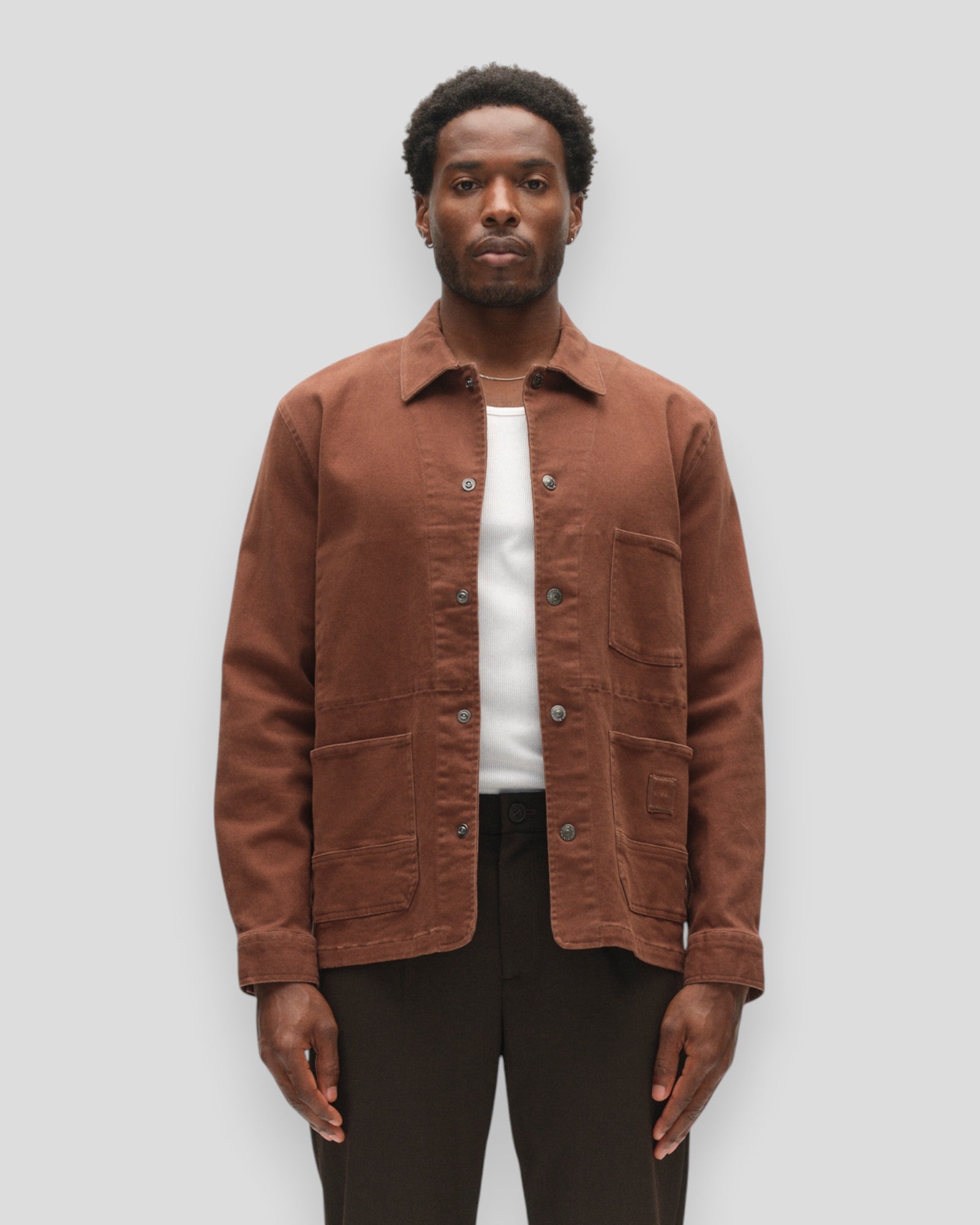 Beta Twill Overshirt - Brown Slate