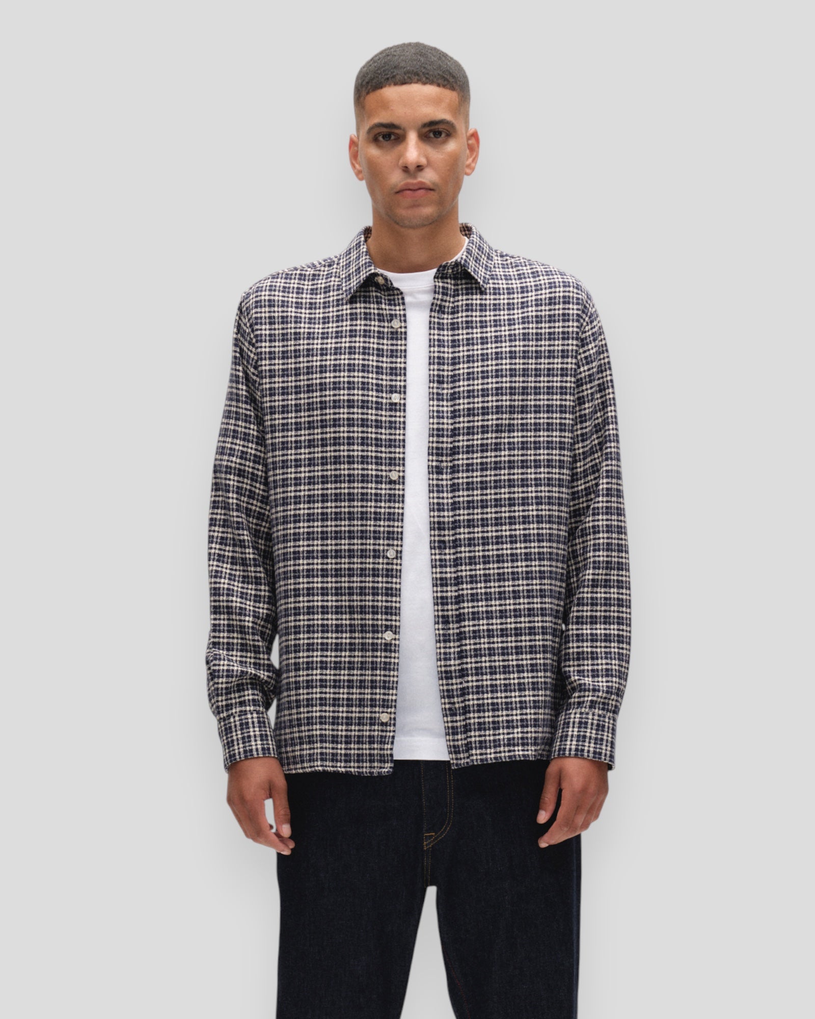 Sven Regular TX LS Shirt - Blue Check