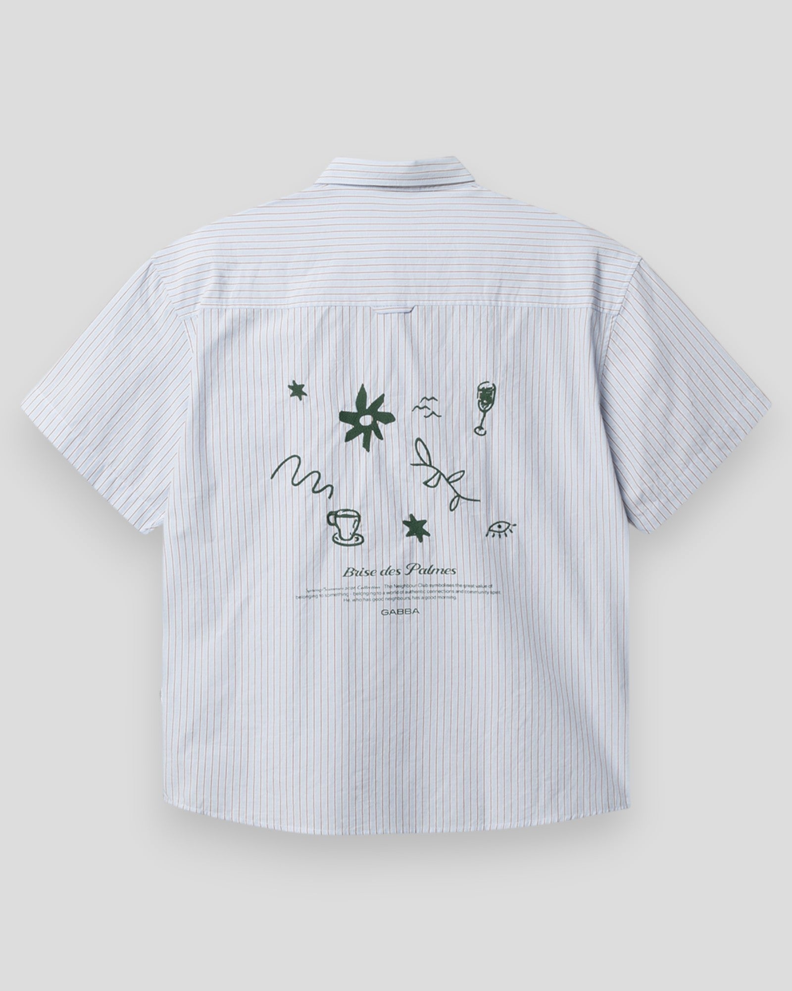 Gabba Jens Over Bisi SS Shirt in brown stripe, lightweight casual shirt with short sleeves and button front, stylish and comfortable.