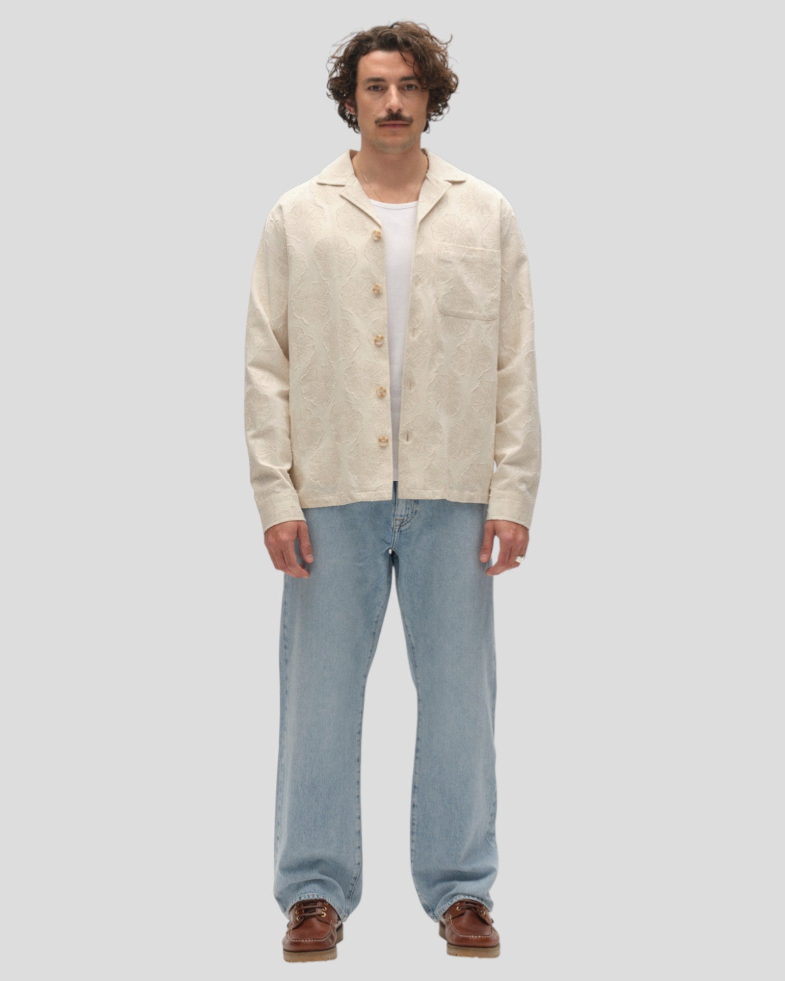 Austin Reso Raw LS Overshirt - Light Sand