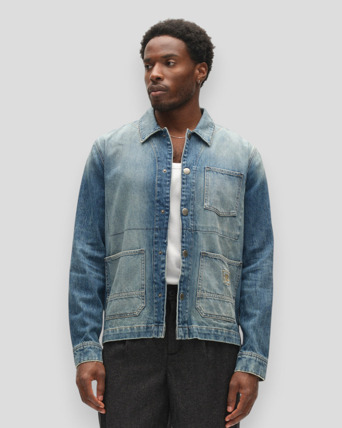 Beta Wolv DS0004 LS Overshirt - Dark Blue Denim
