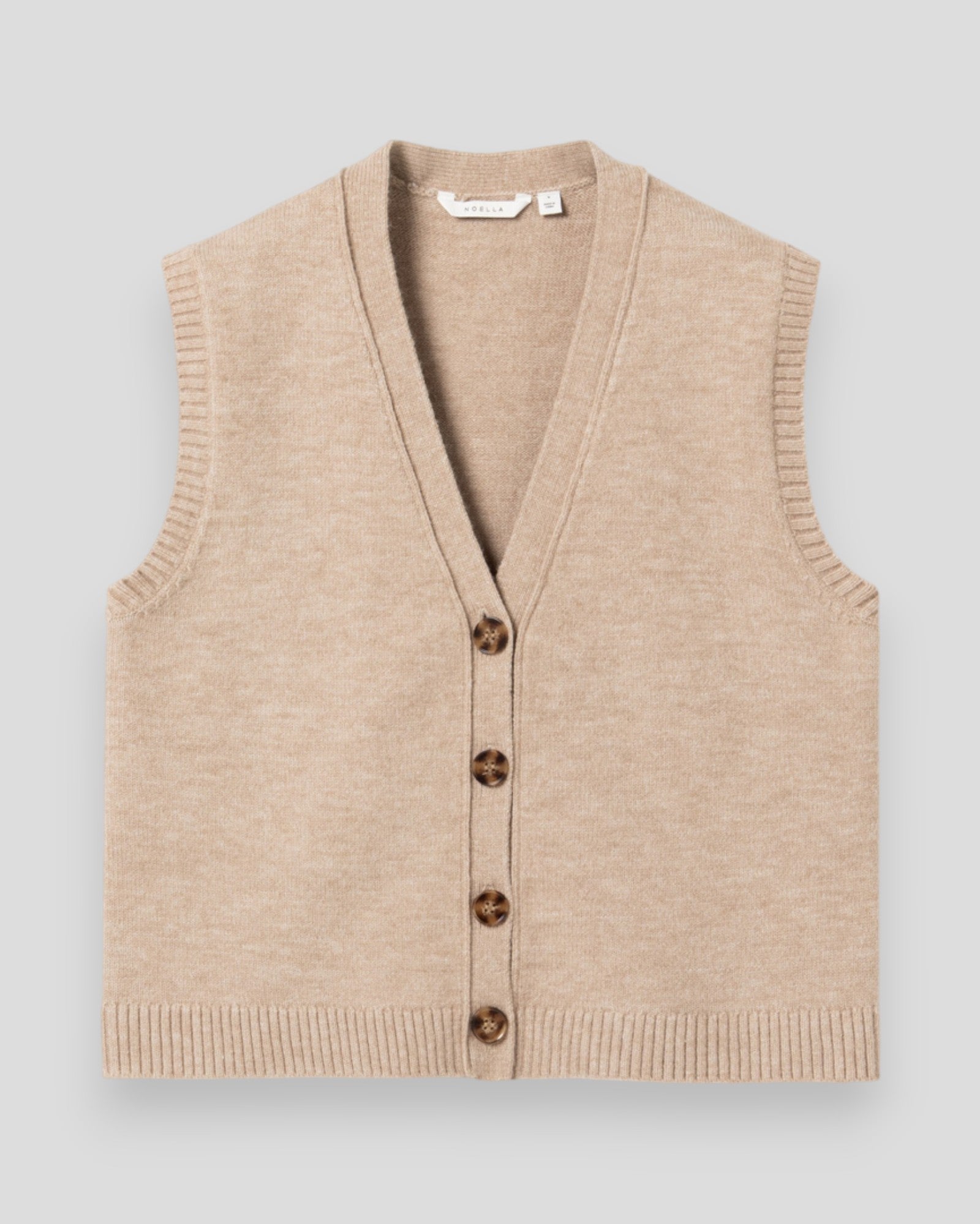 Noella N-Marrilynn women's knit vest in Sand Melange, featuring a cozy, textured knit fabric perfect for layering.