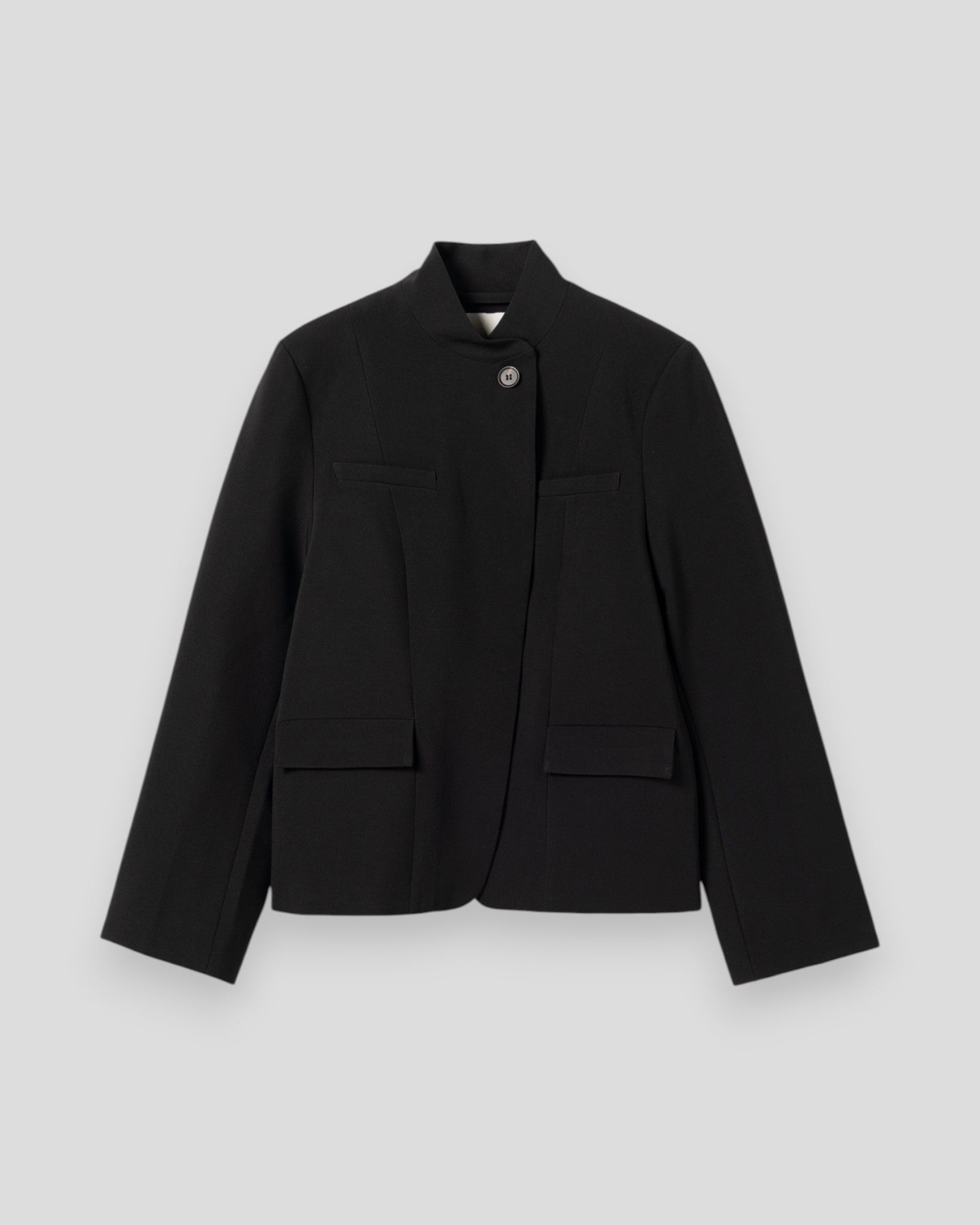 Sort Noella N-Monique damesblazer i filt med lommer og knapper foran, elegant og alsidig til hverdags og formelle anledninger.