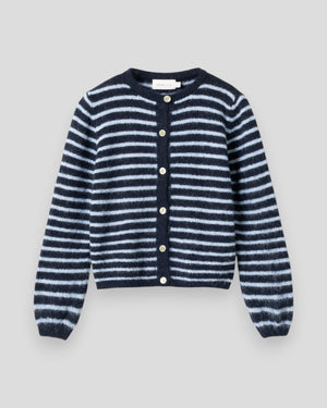 N-Mertice Knit Cardigan - Blue Stripe
