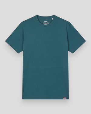 Deep sea colored Fine Jersey Thor Tee by Mads Nørgaard, showcasing a casual T-shirt with a comfortable fit and minimalist design.