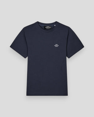 Mads Nørgaard bomuld Jersey Frode logo T-shirt i Parisian Night farve, afslappet og stilfuld til hverdagsbrug.