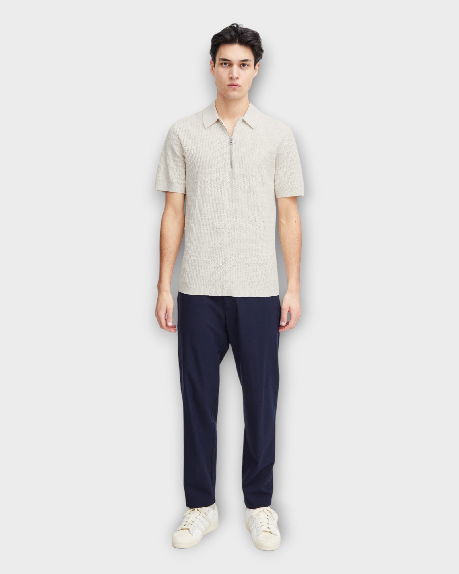 Karl SS Structured Polo Knit - Pumice Stone